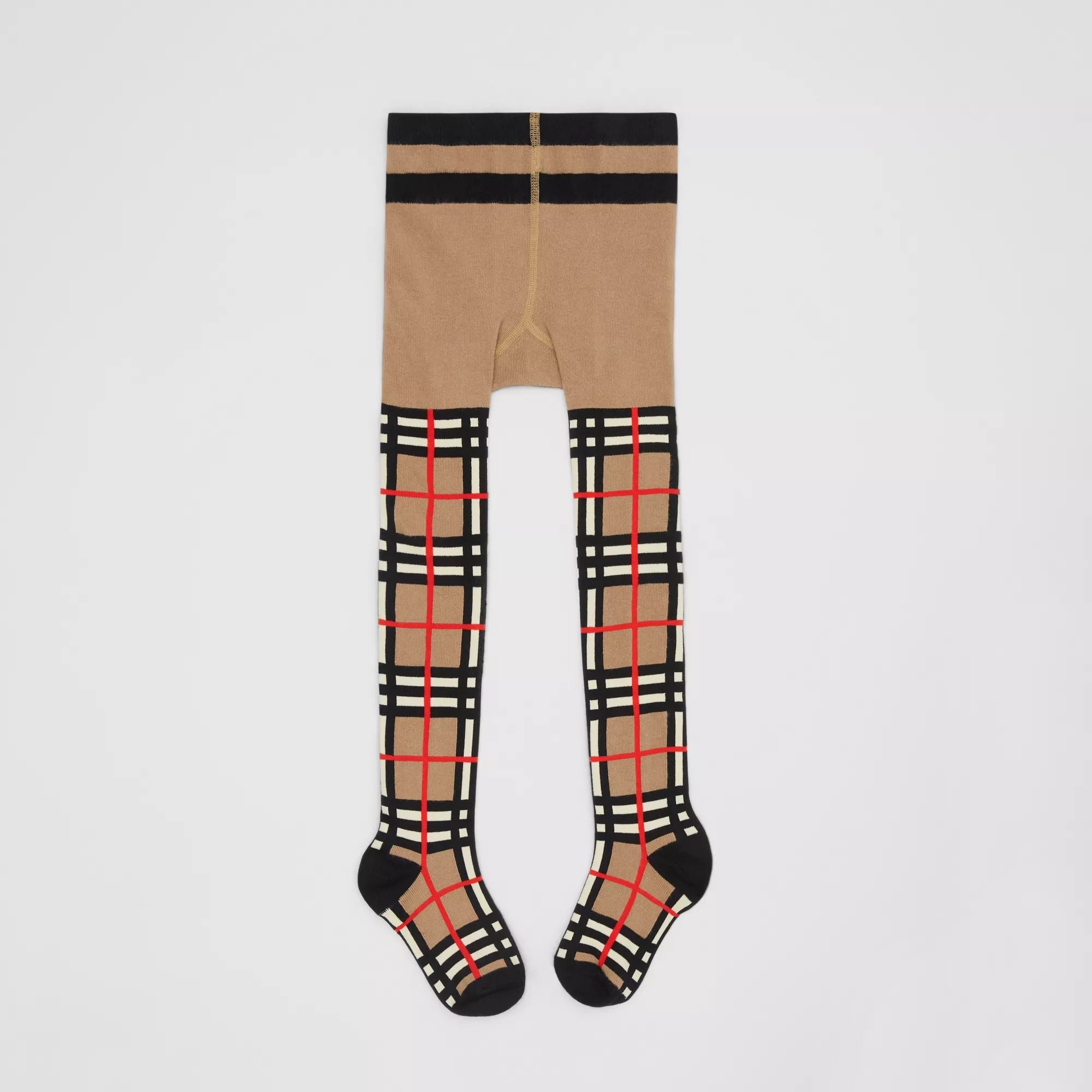 Girls Archive Beige Check Tights