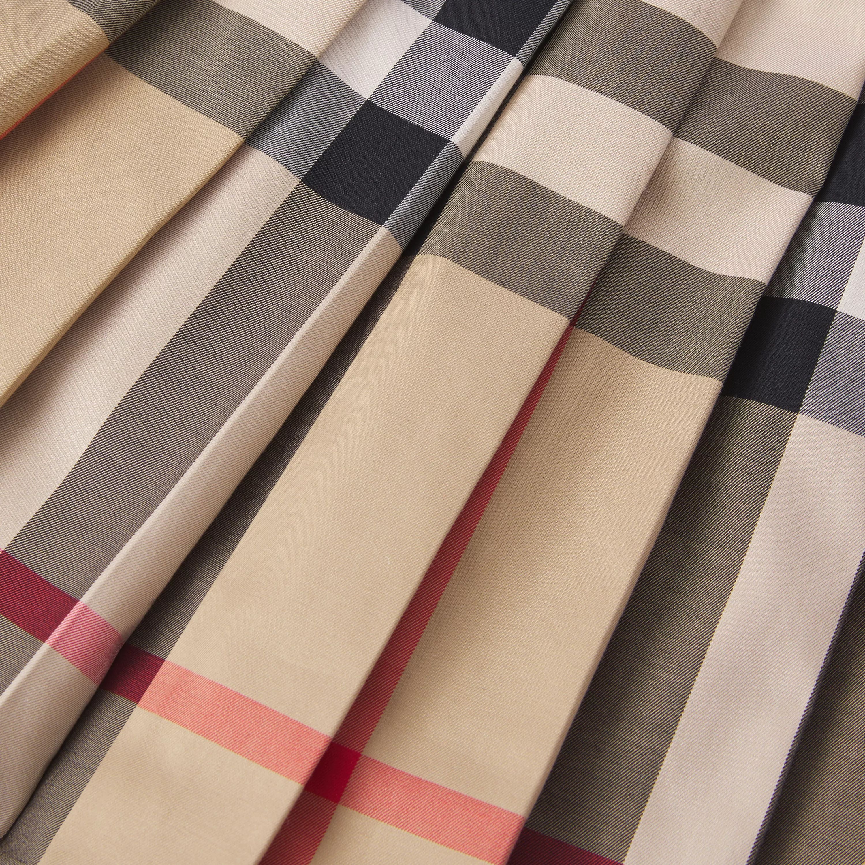 Girls Beige Check Cotton Skirt