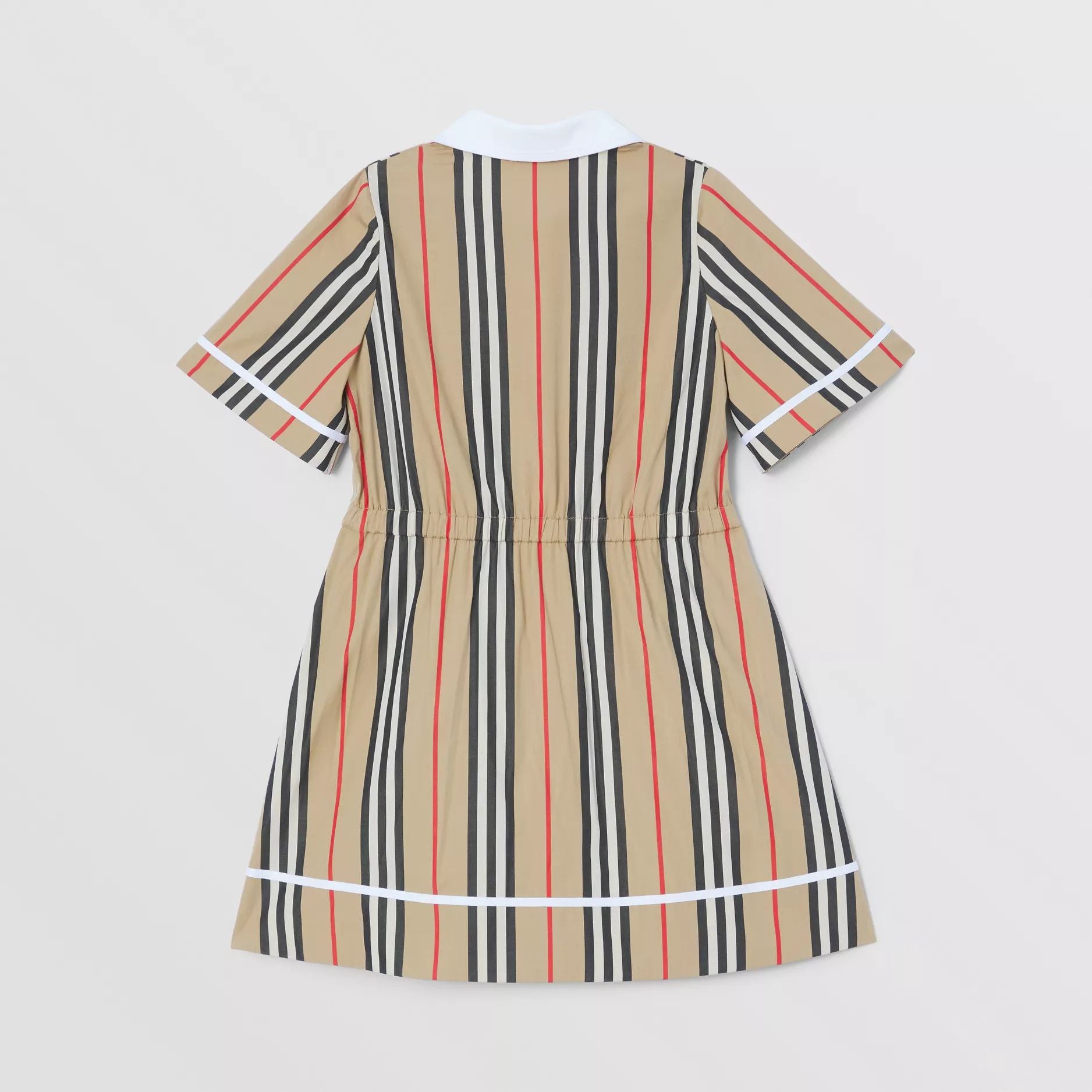Girls Beige Stripe Cotton Dress