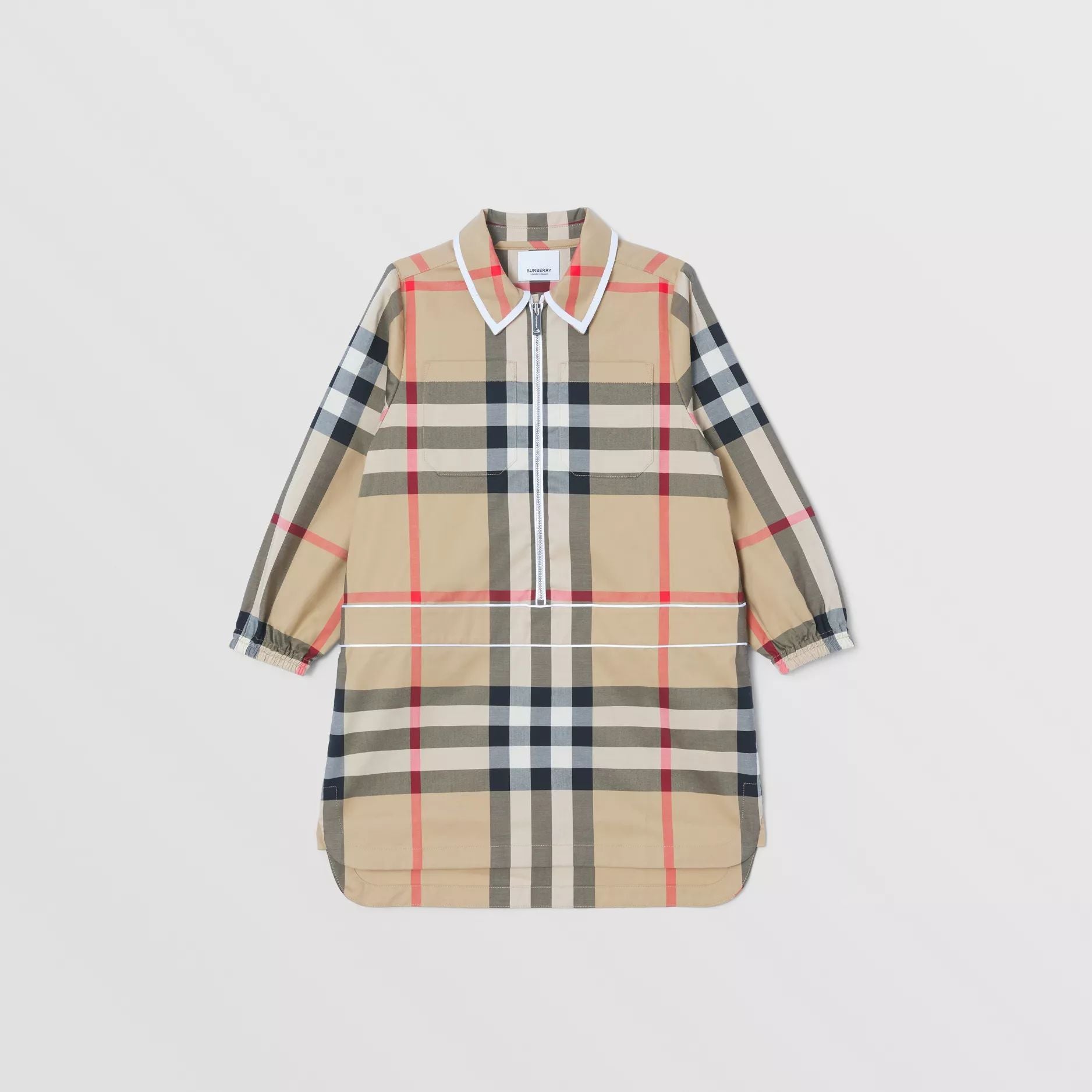 Girls Beige Check Cotton Dress