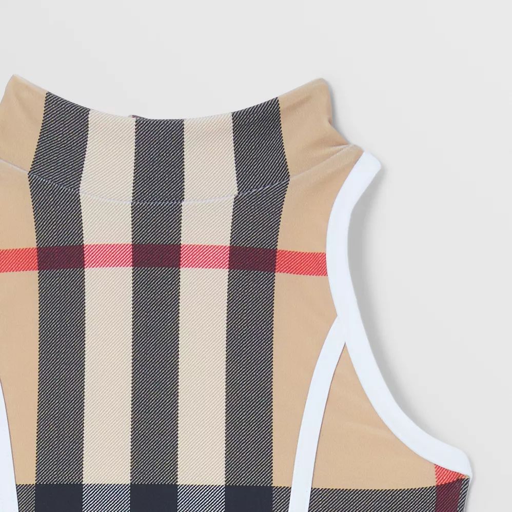 Girls Archive Beige Check Swimsuit