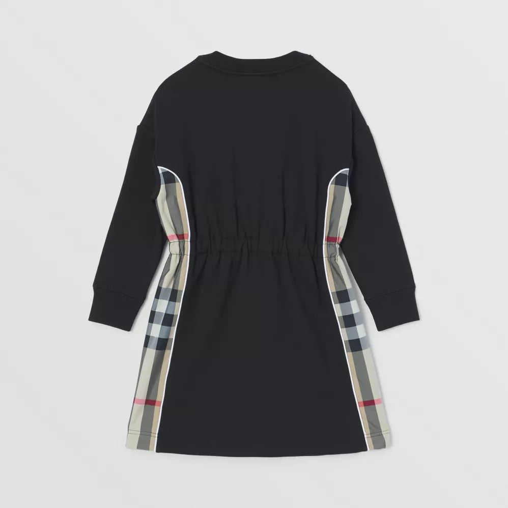 Girls Black Logo Cotton Dress