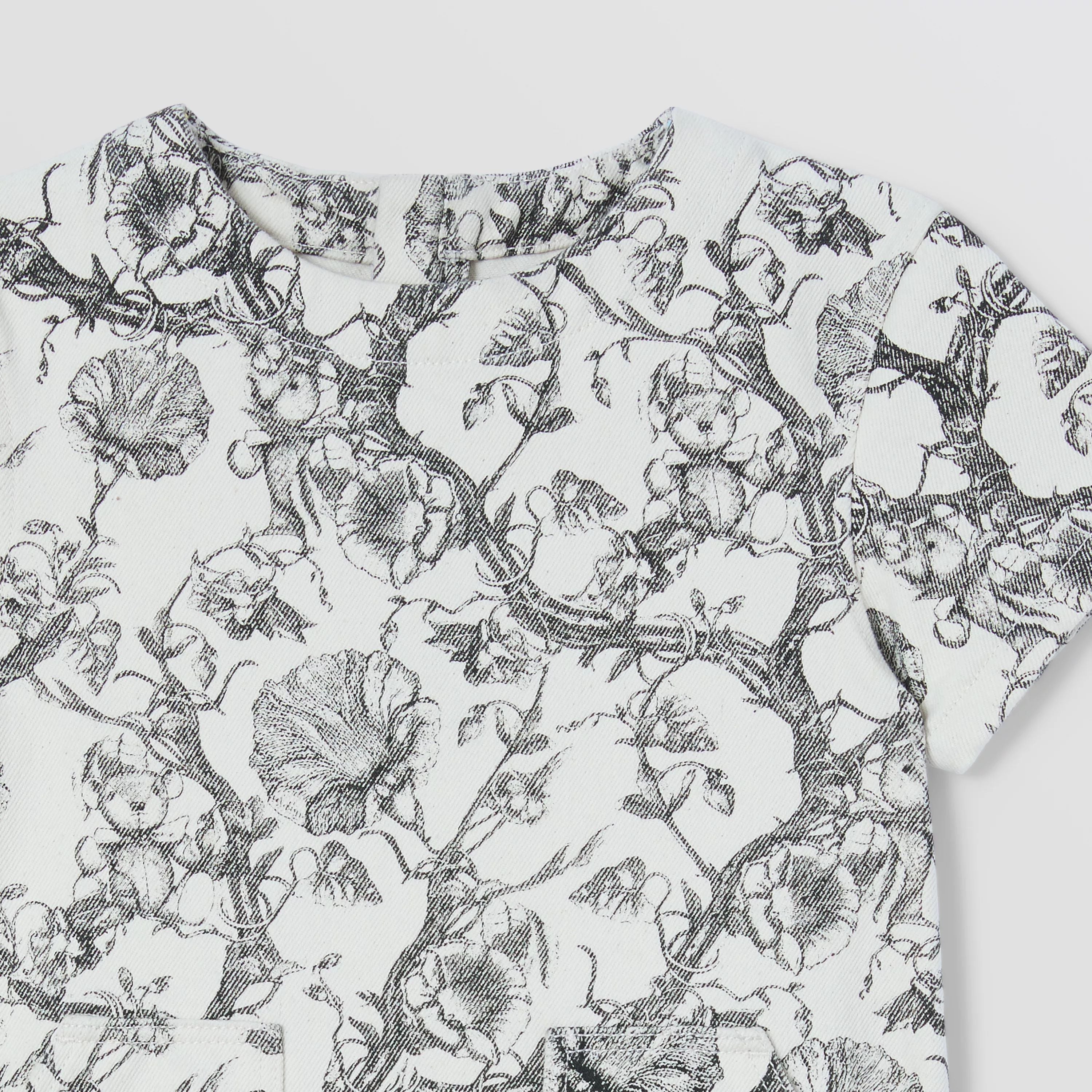 Girls Black Print Dress