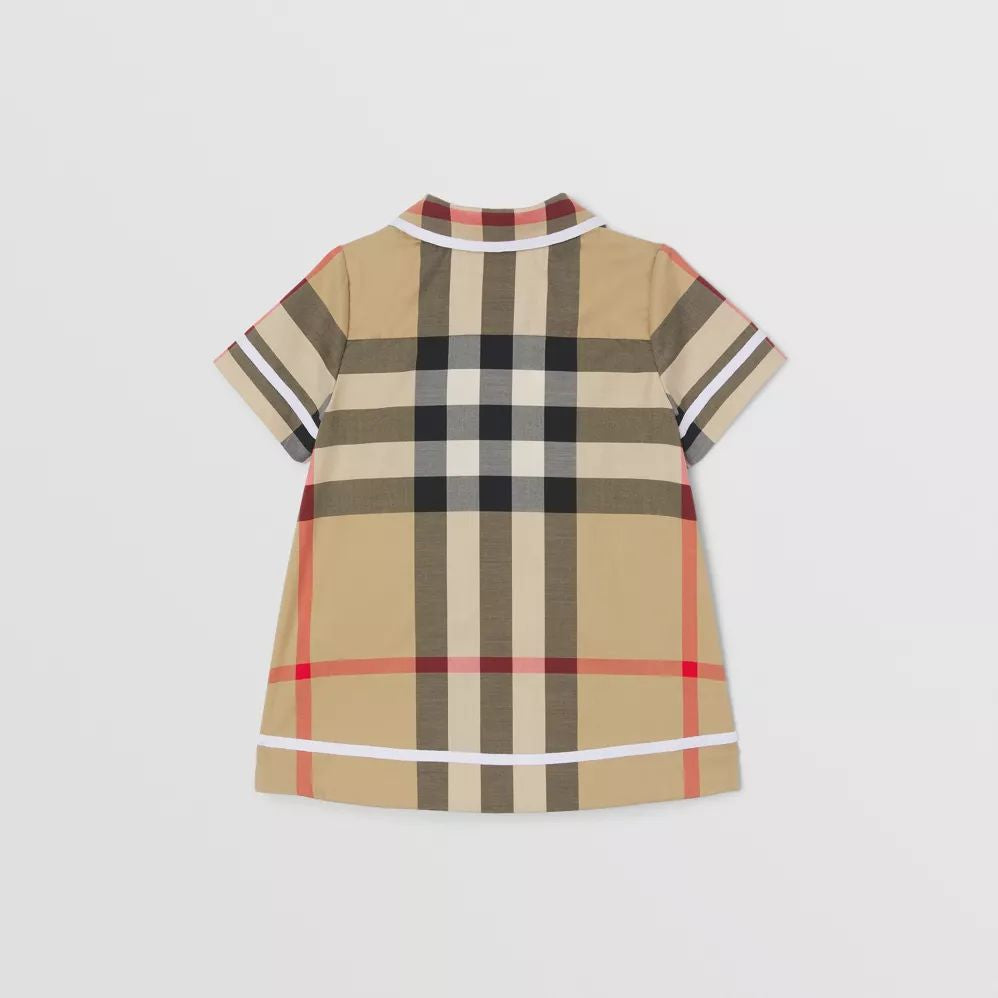 Baby Girls Beige Check Cotton Dress Set