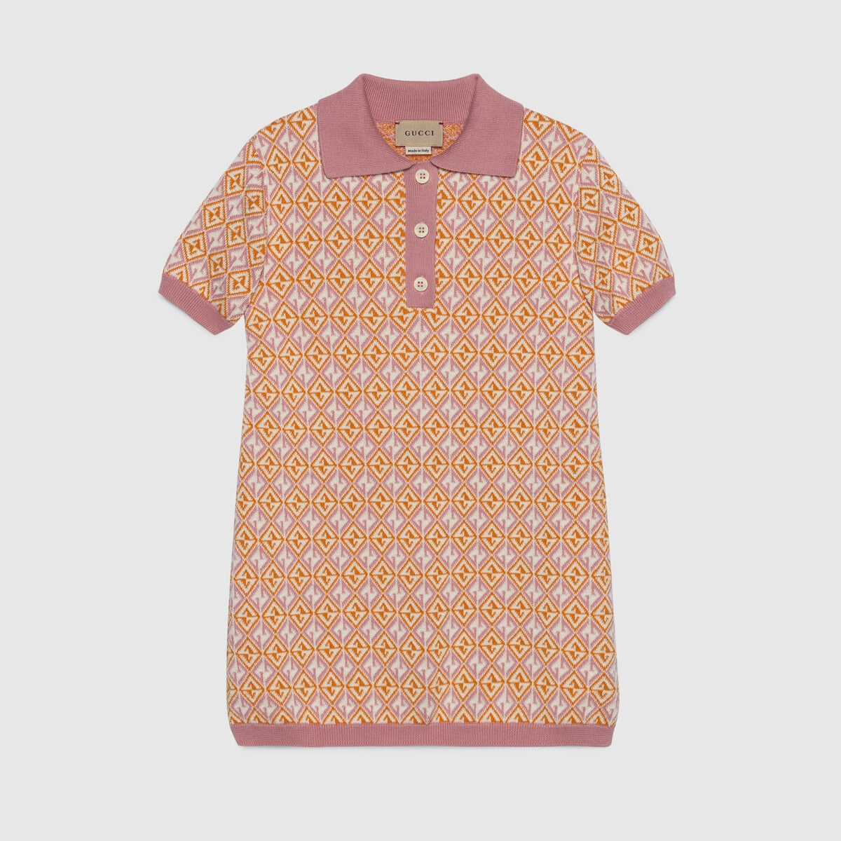 Girls Pink Knit Polo Dress