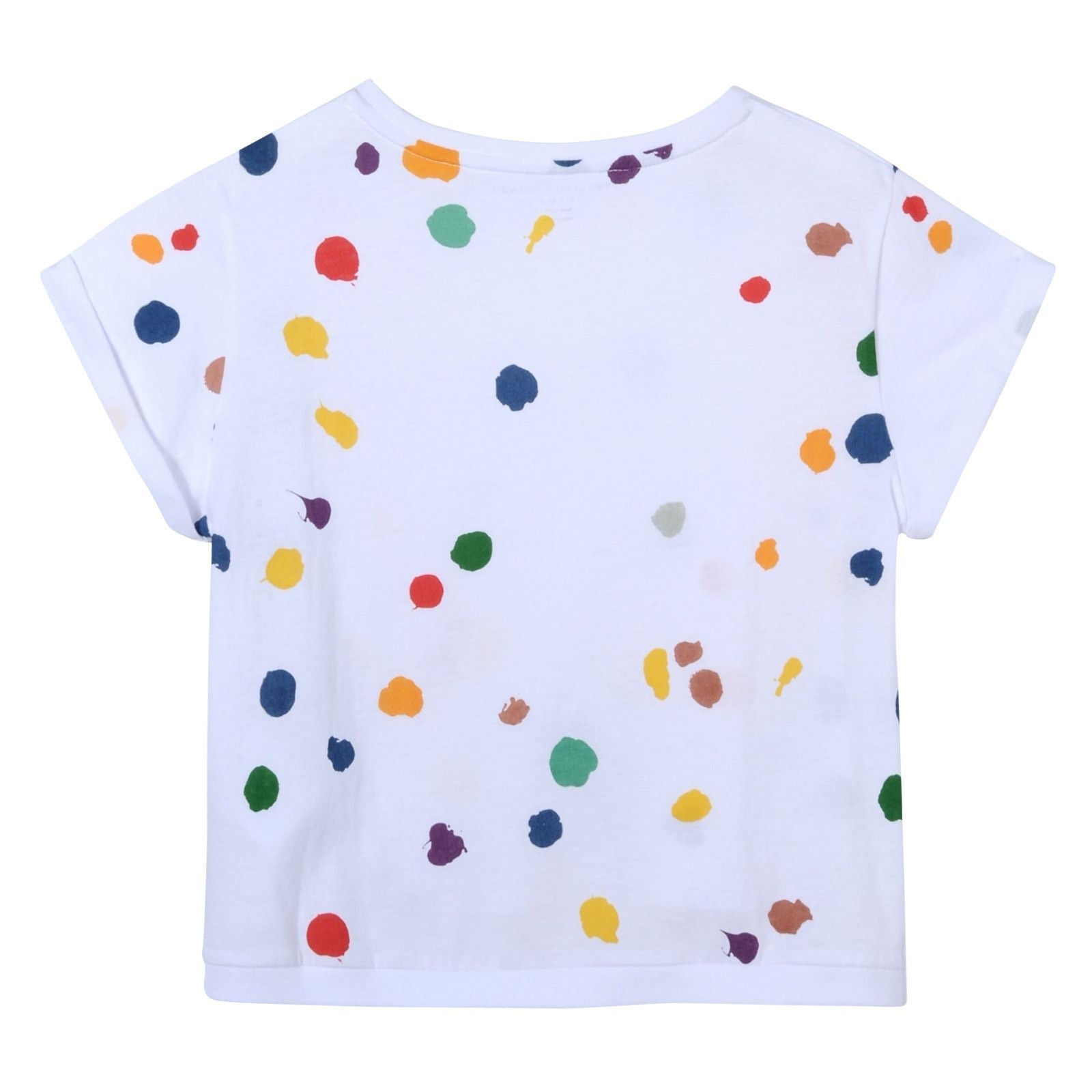 Girls White Cotton Splat Printed T-Shirt With Curved Hem - CÉMAROSE | Children's Fashion Store - 2