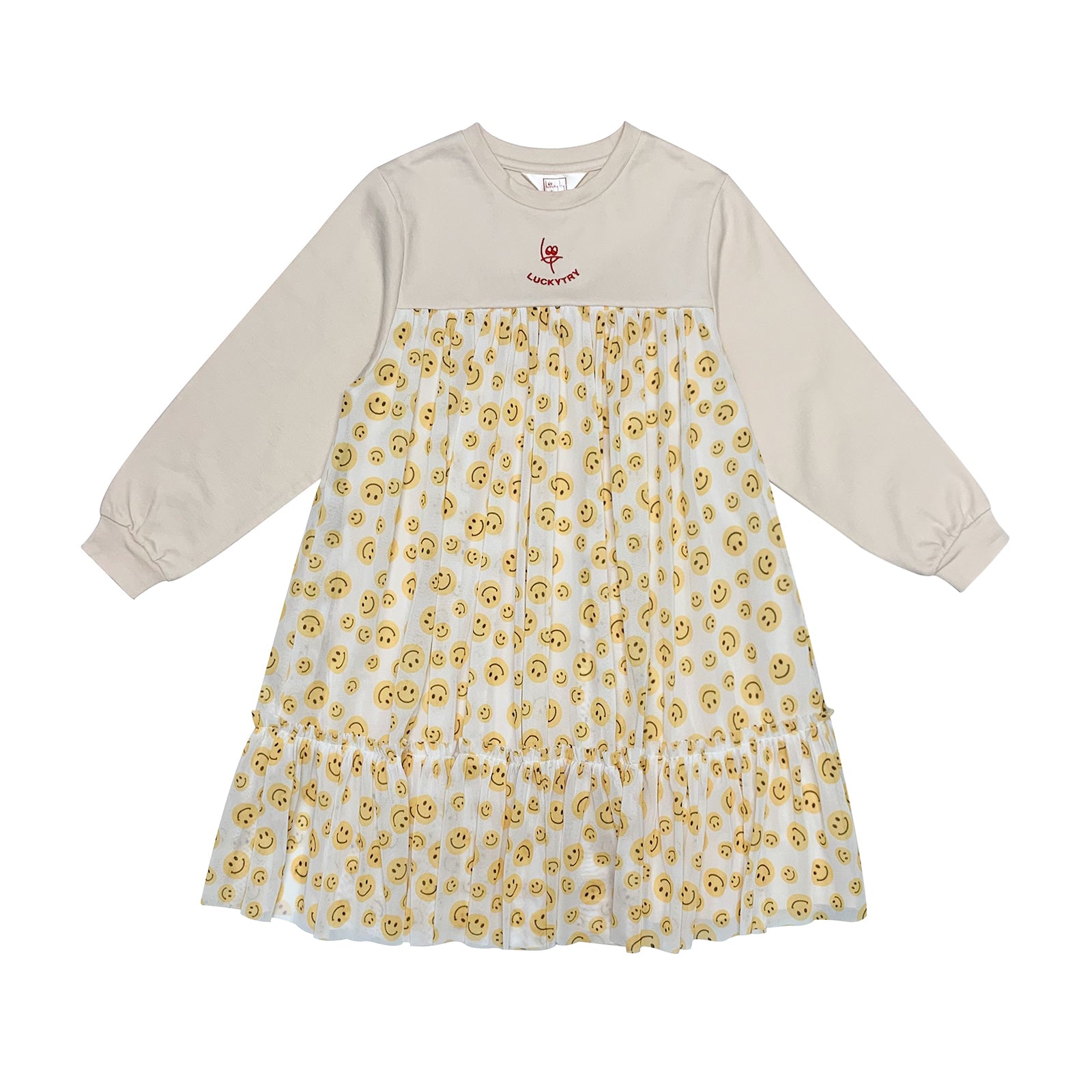 Girls Ivory Smile Chiffon Dress
