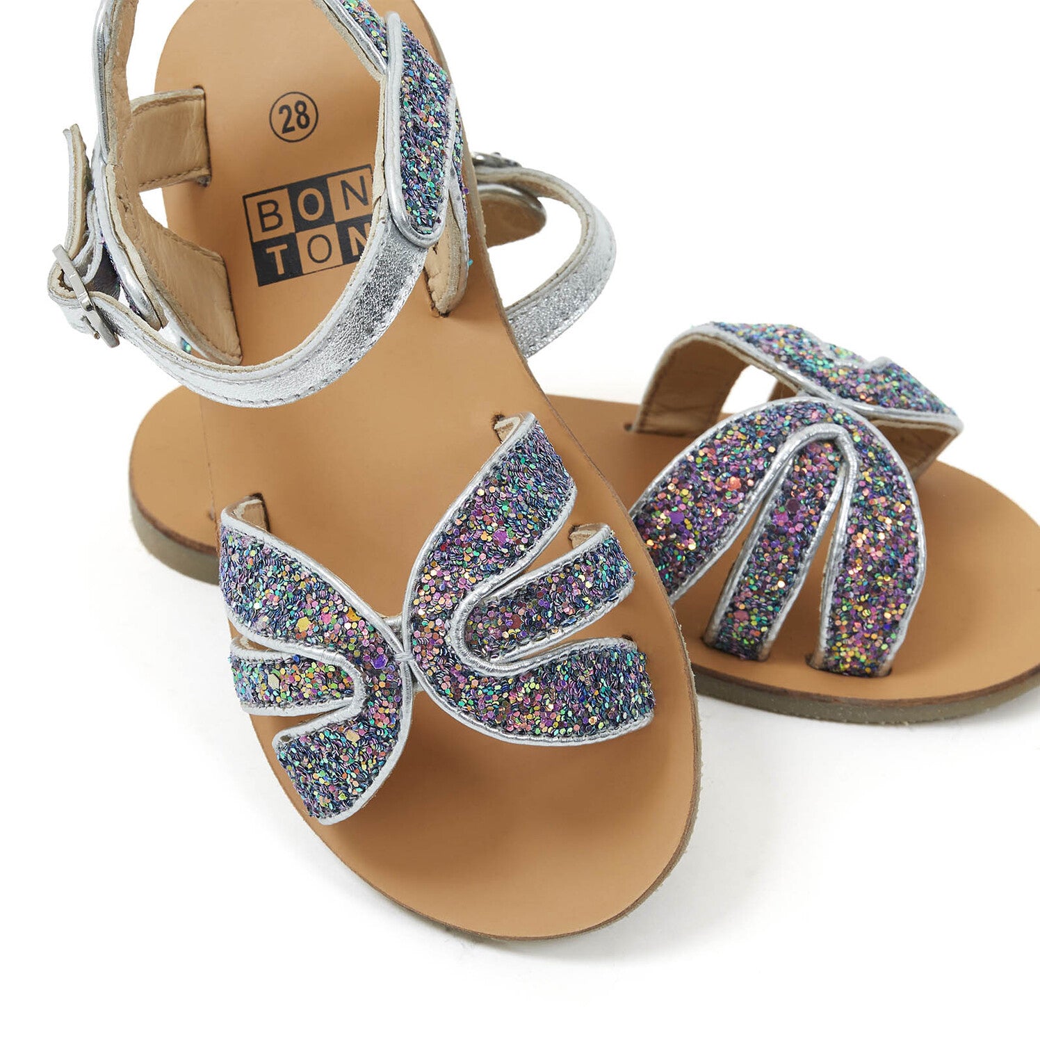 Girls Silver Glitter Sandals