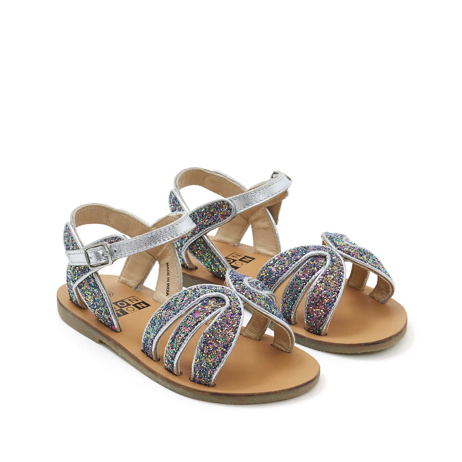 Girls Silver Glitter Sandals