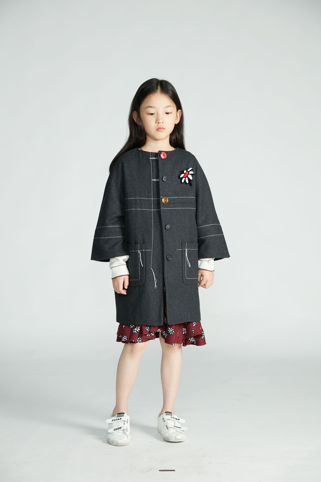Girls Dark Grey Wool Coat