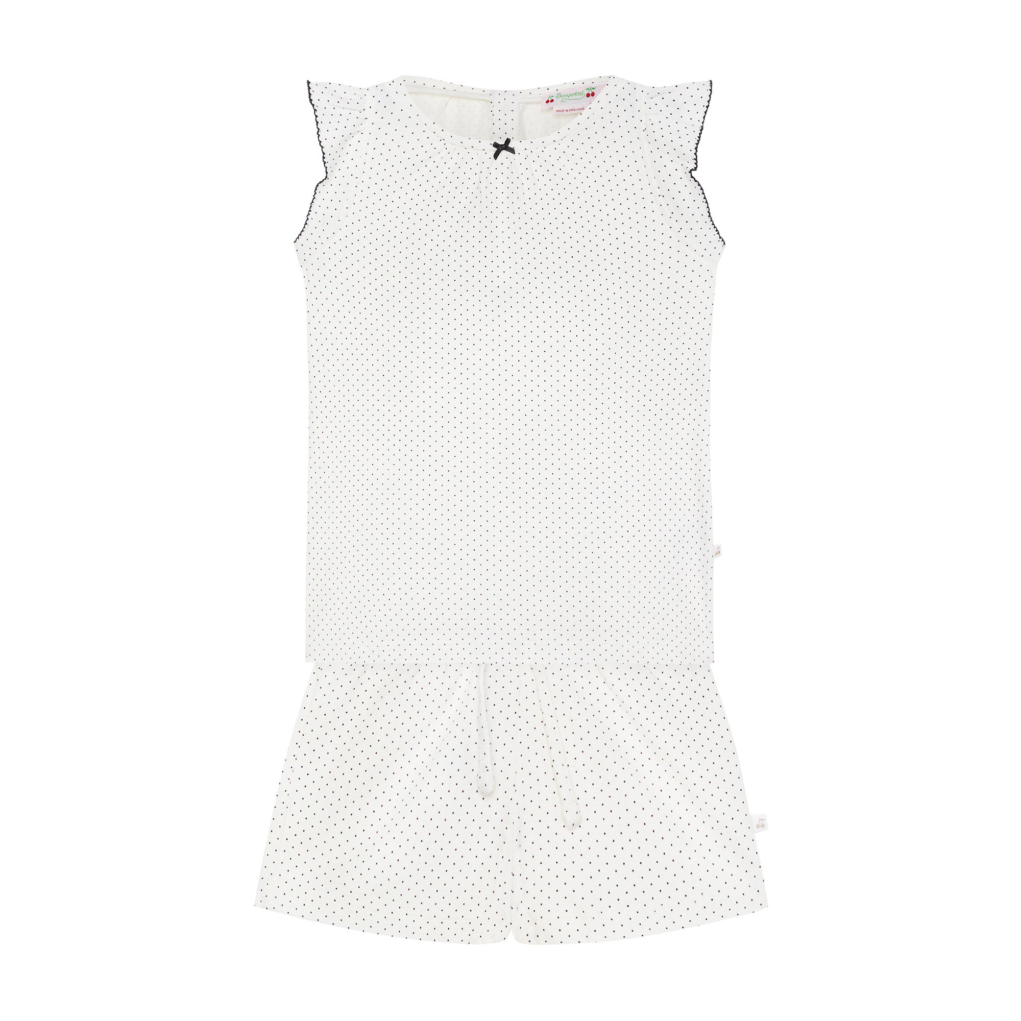 Girls White Dots Cotton Nightwear Set