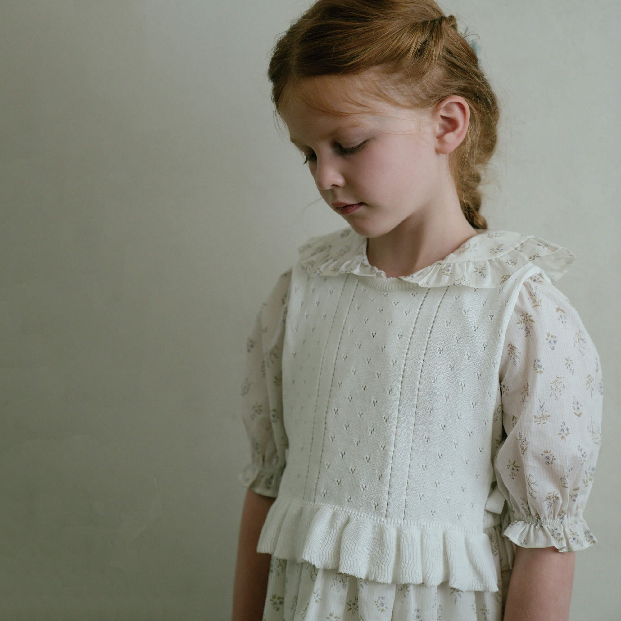 Girls Blue Floral Cotton Dress