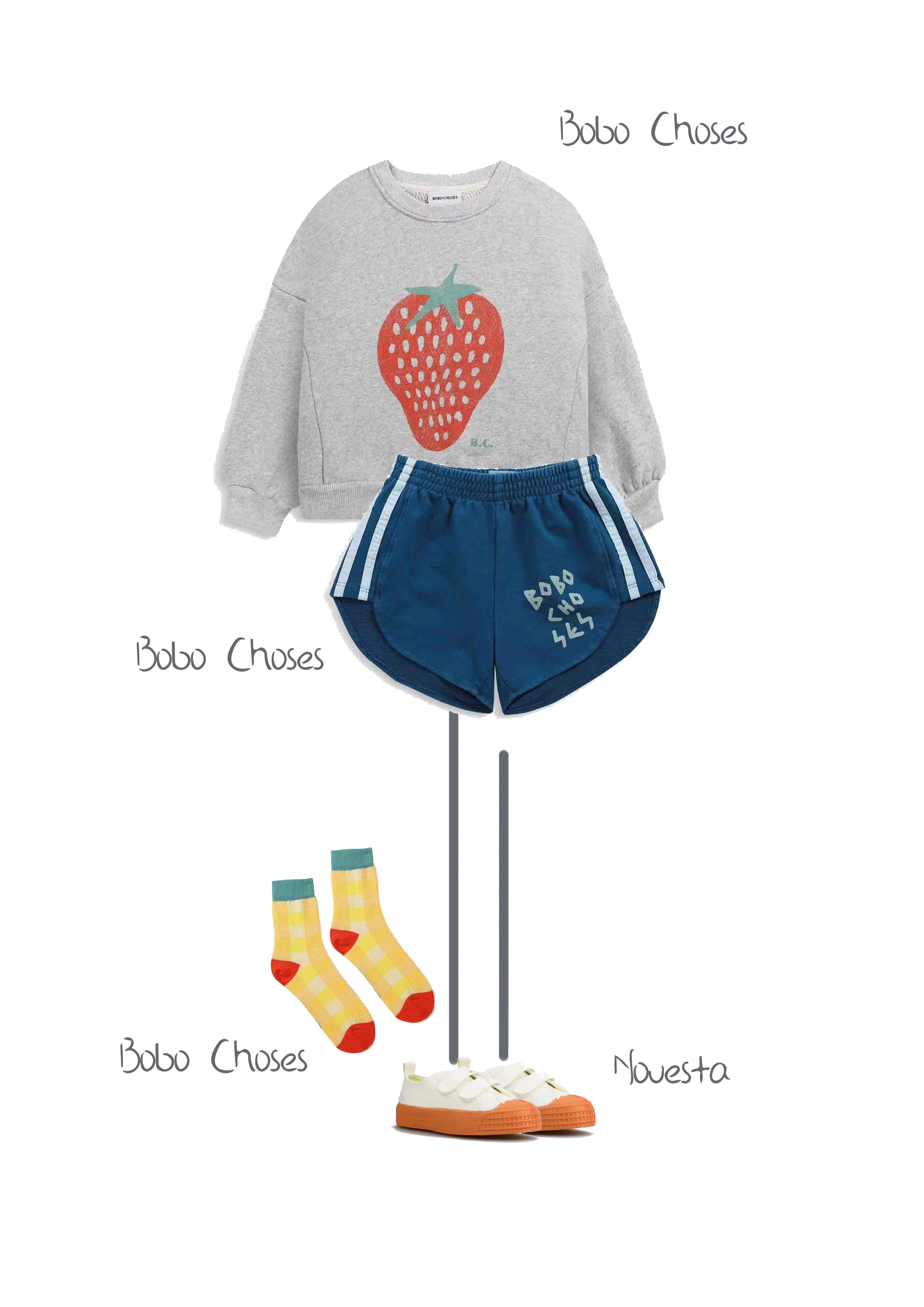 Boys & Girls Grey Strawberry Cotton Sweatshirt