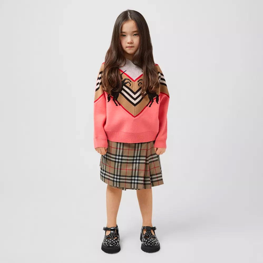 Girls Peach Unicorn Wool Jumper