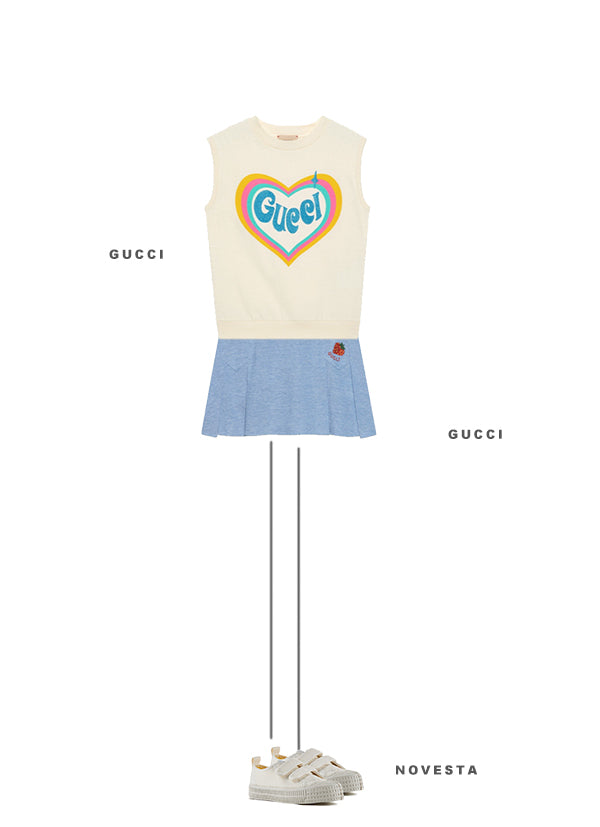 Girls Blue Printed Skirt
