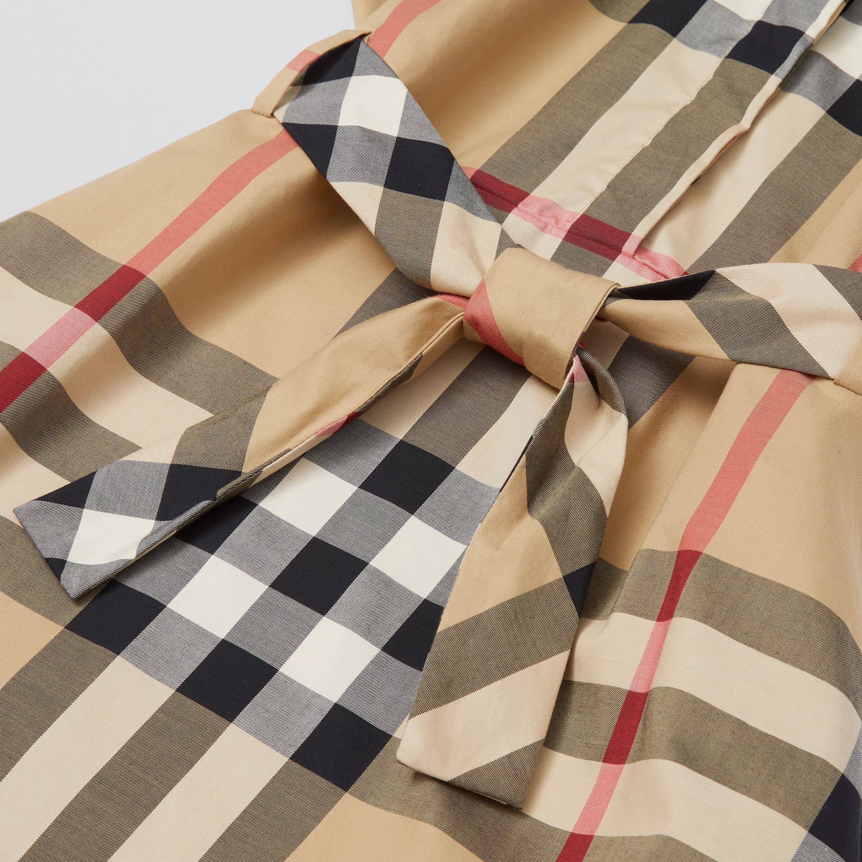 Girls Beige Check Cotton Dress