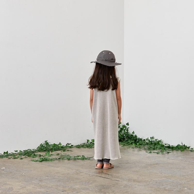 Girls White Check Dress