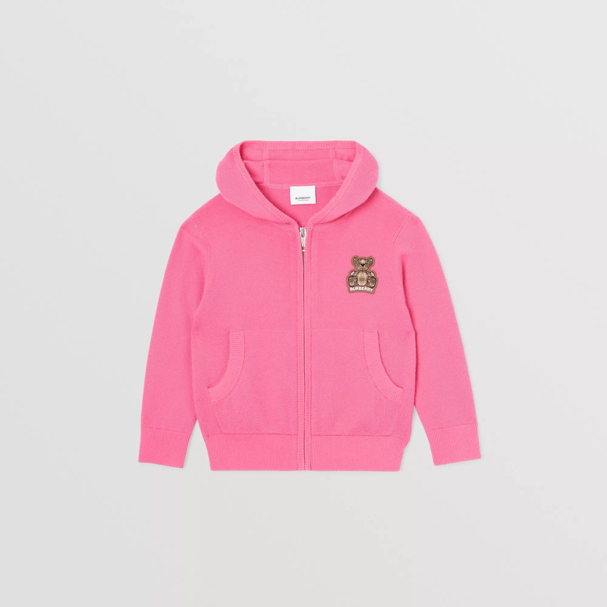 Girls Pink Hooded Cashmere Cardigan