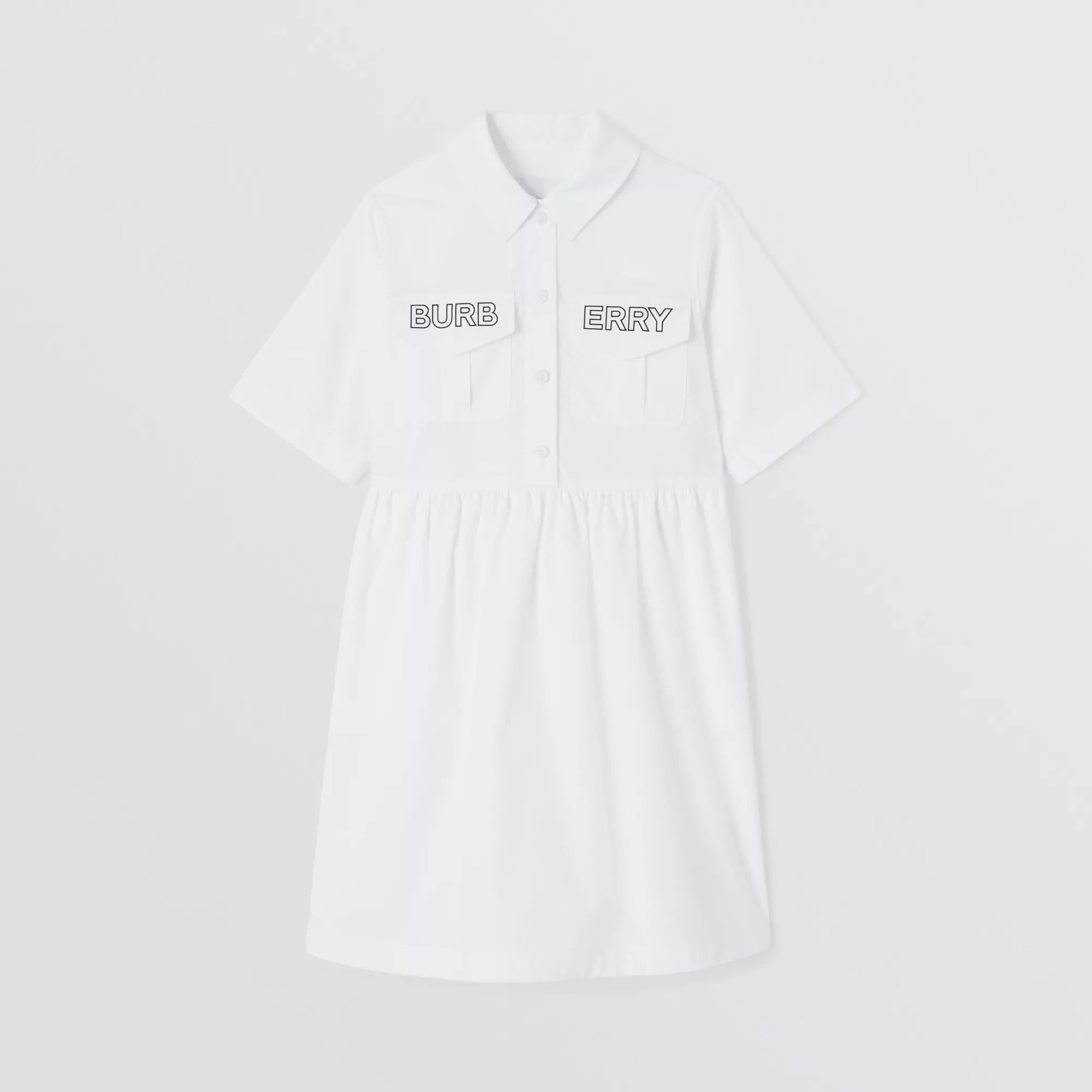 Girls White Logo Cotton Dress