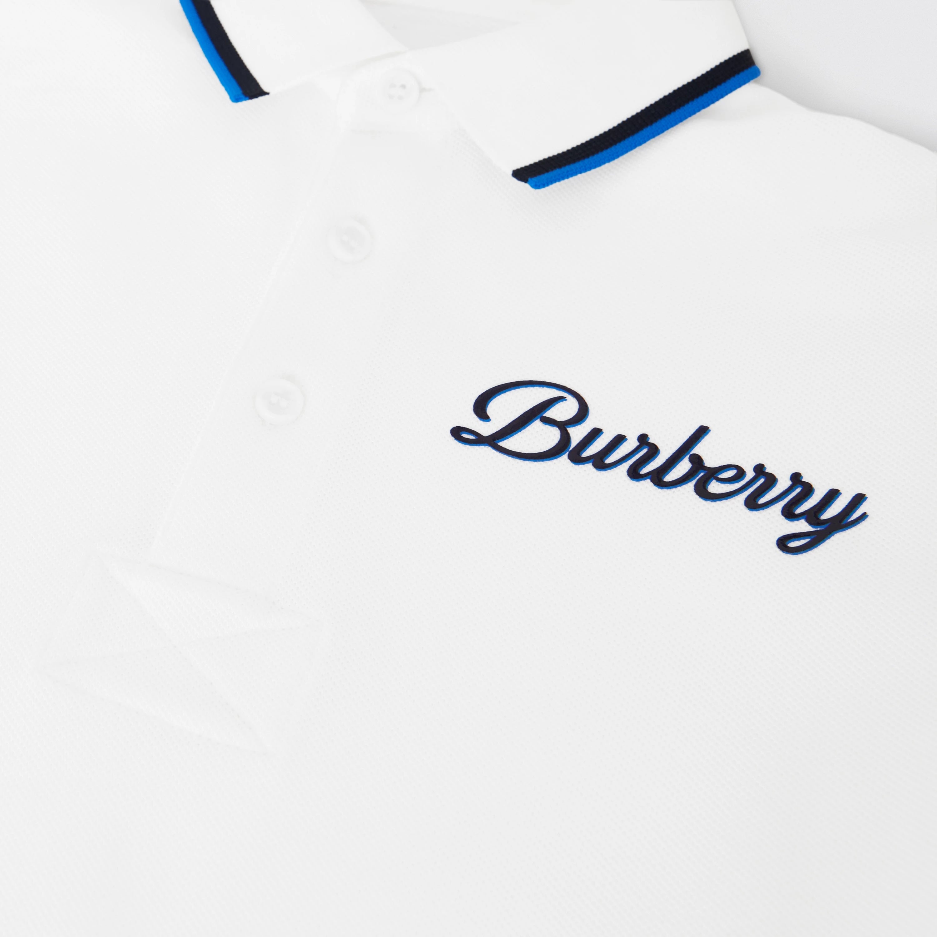 Boys White Logo Cotton Polo Shirt