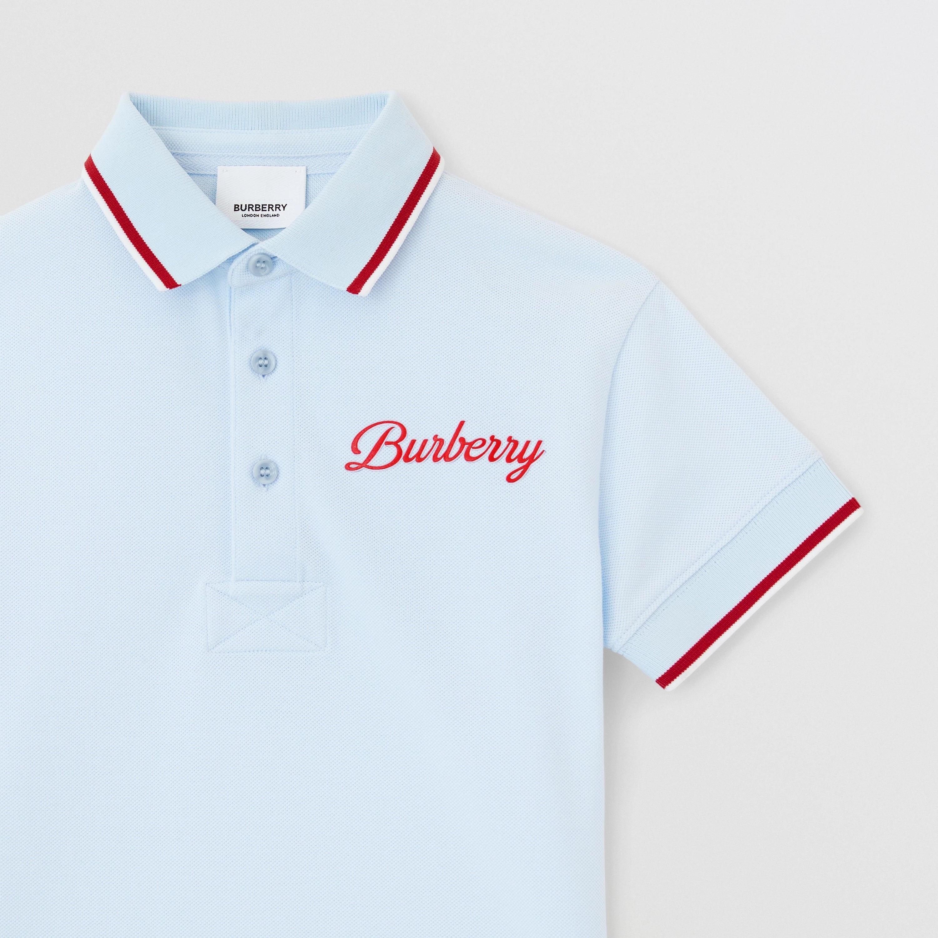 Boys Light Blue Logo Cotton Polo Shirt