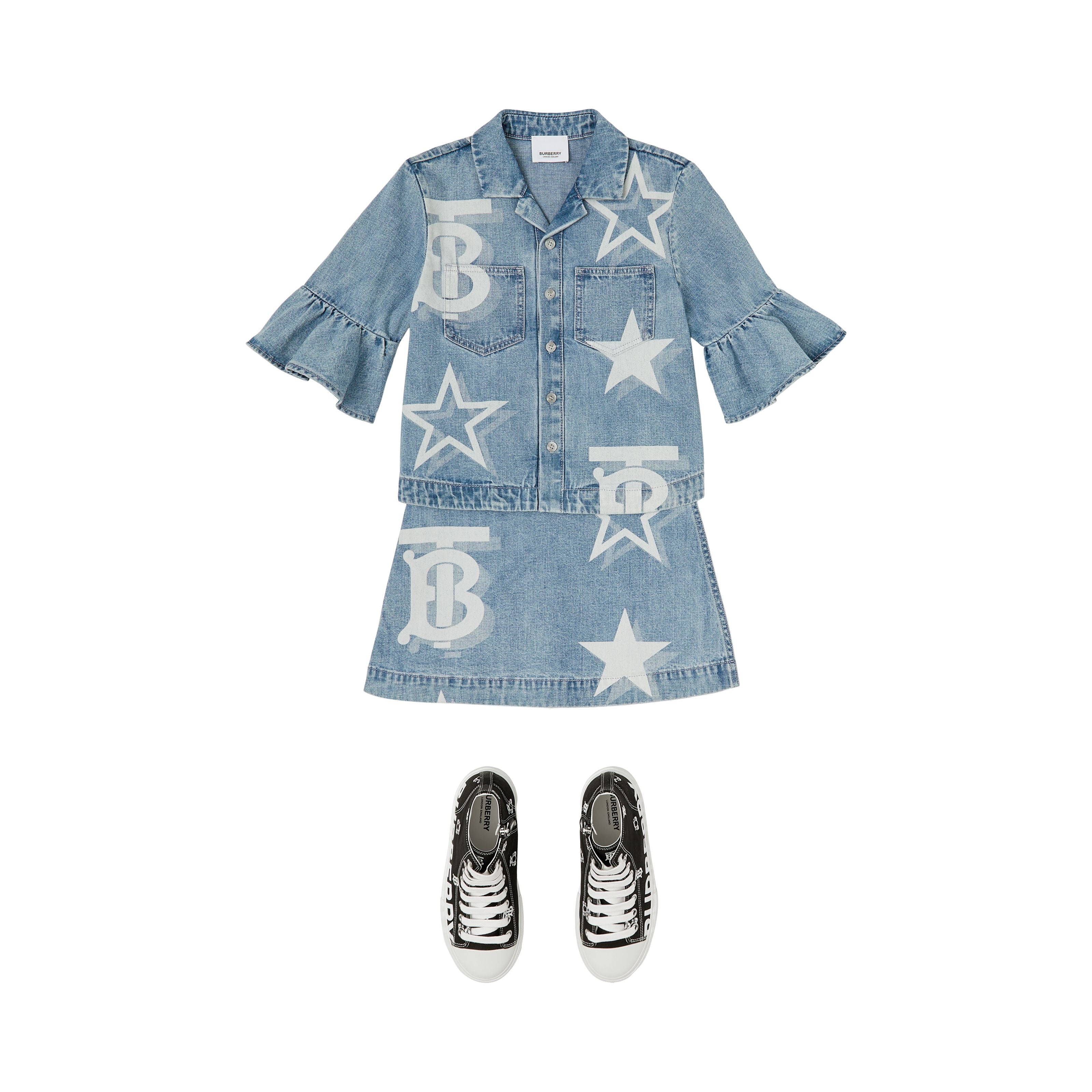 Girls Light Blue Logo Denim Skirt