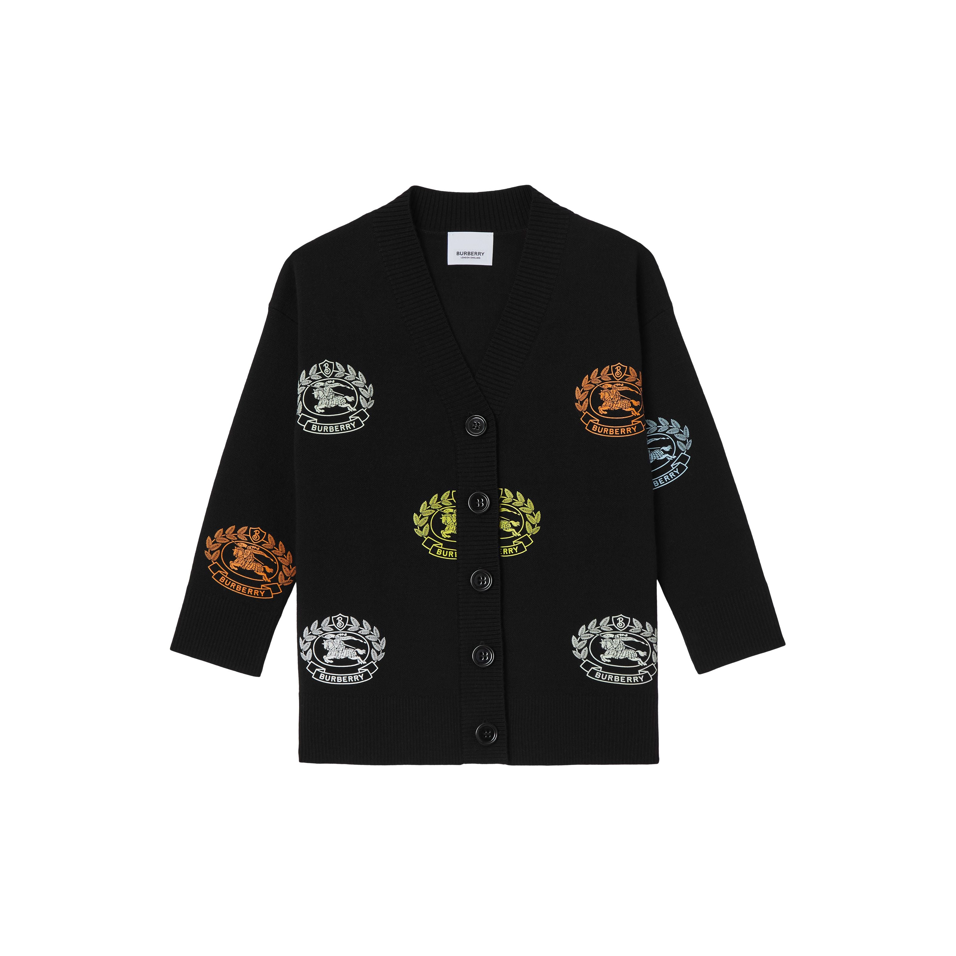 Girls Black Logo Wool Cardigan
