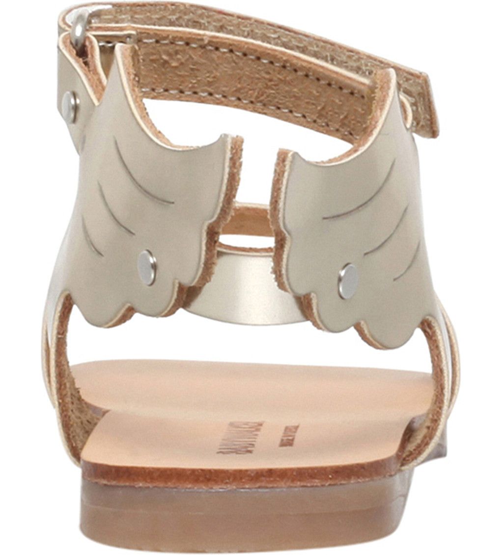 Girls Gold 'Winged Hermes' Mirror Leather Sandals - CÉMAROSE | Children's Fashion Store - 2