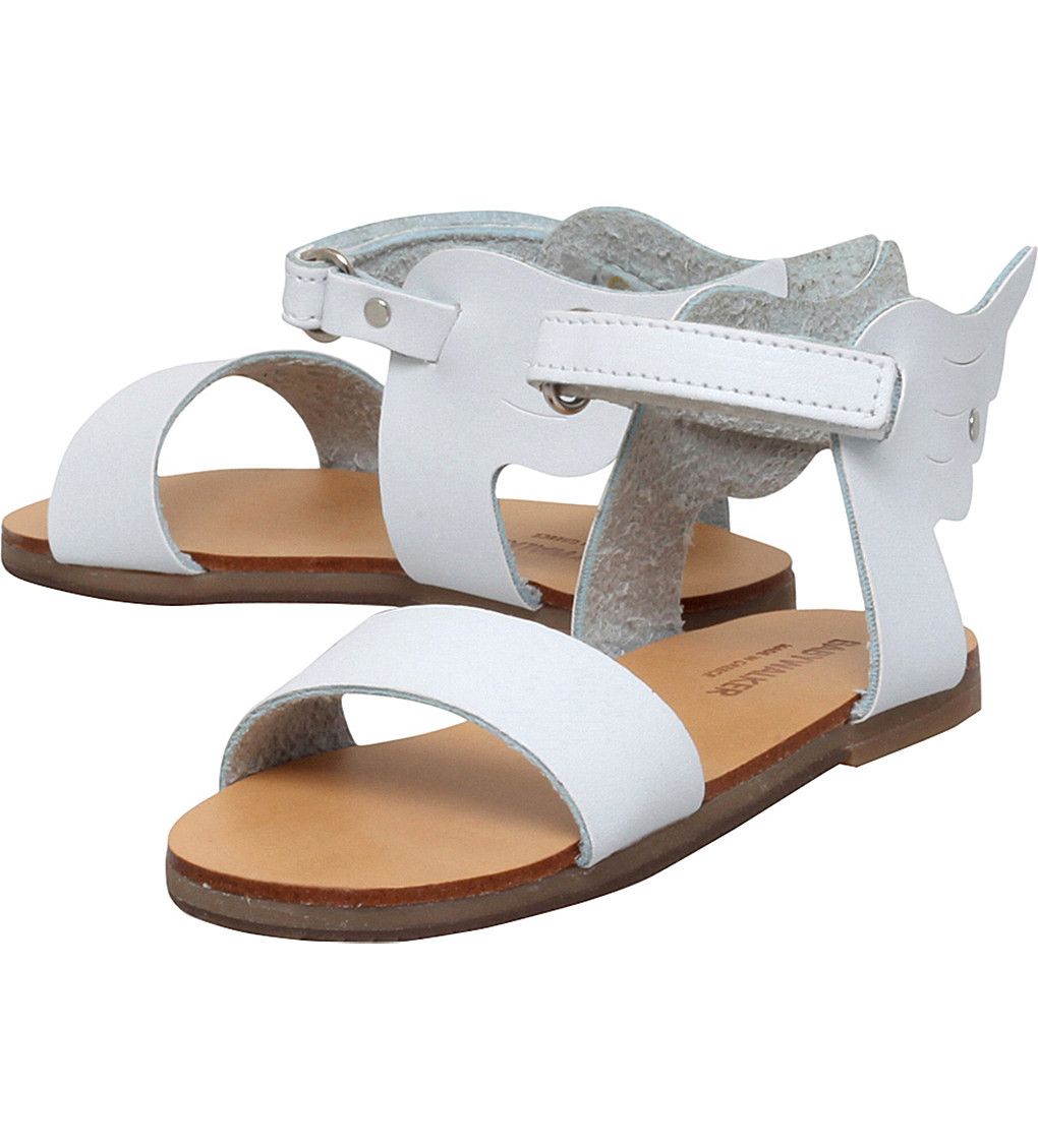 Girls White 'Winged Hermes' Regenerated Leather Sandals - CÉMAROSE | Children's Fashion Store - 3