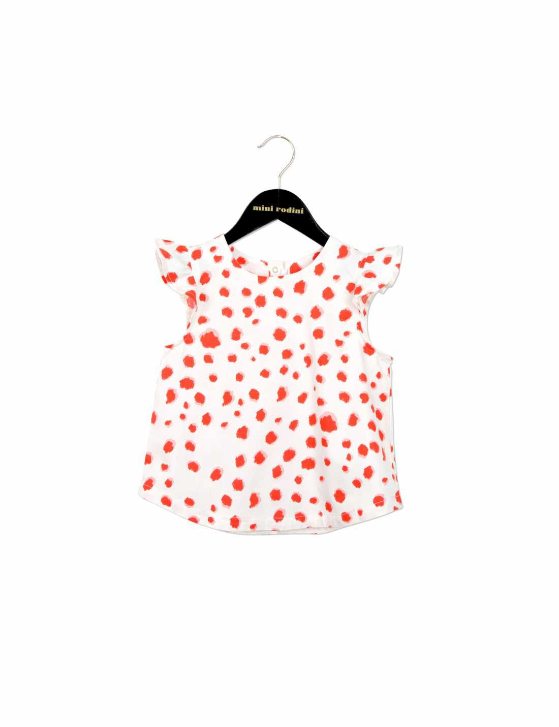 Girls White Cotton Blouse With Red Spot Print - CÉMAROSE | Children's Fashion Store - 1