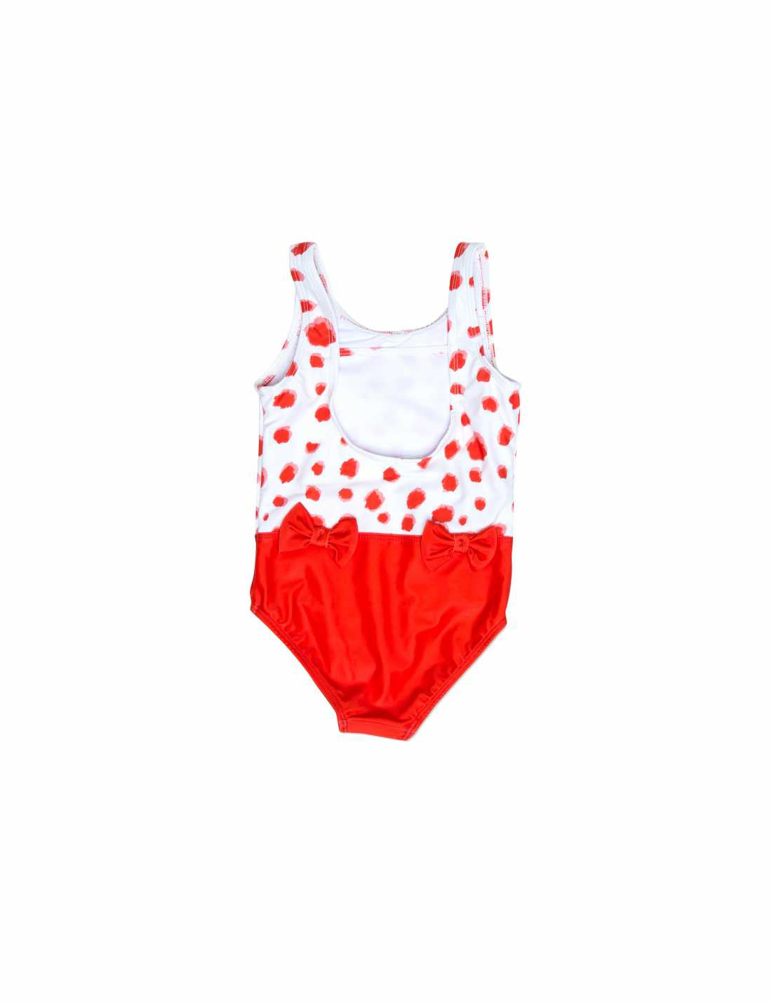 Girls Red Cotton Swinsuit With Bow Trims - CÉMAROSE | Children's Fashion Store - 2