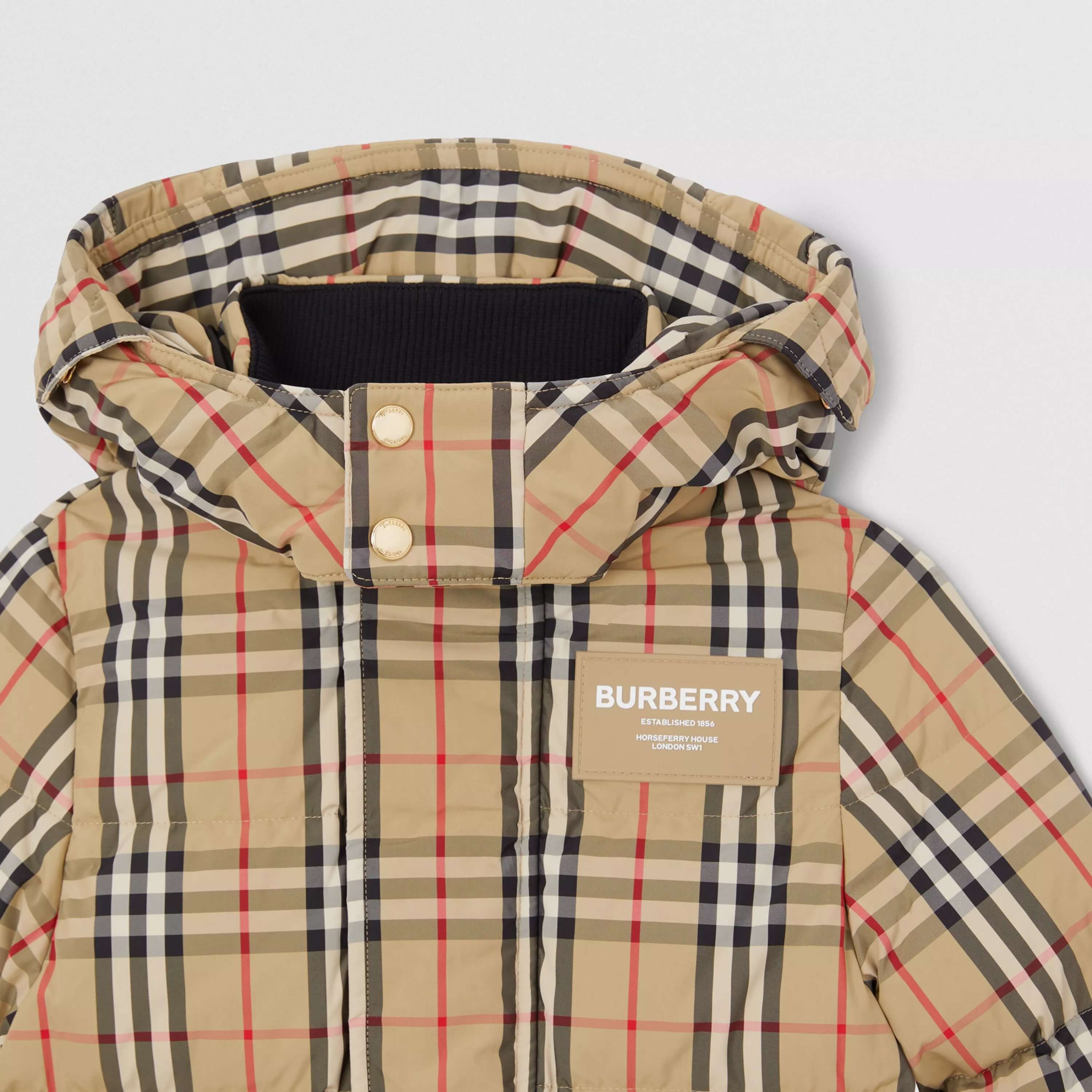 Boys & Girls Beige Check Padded Down Coat