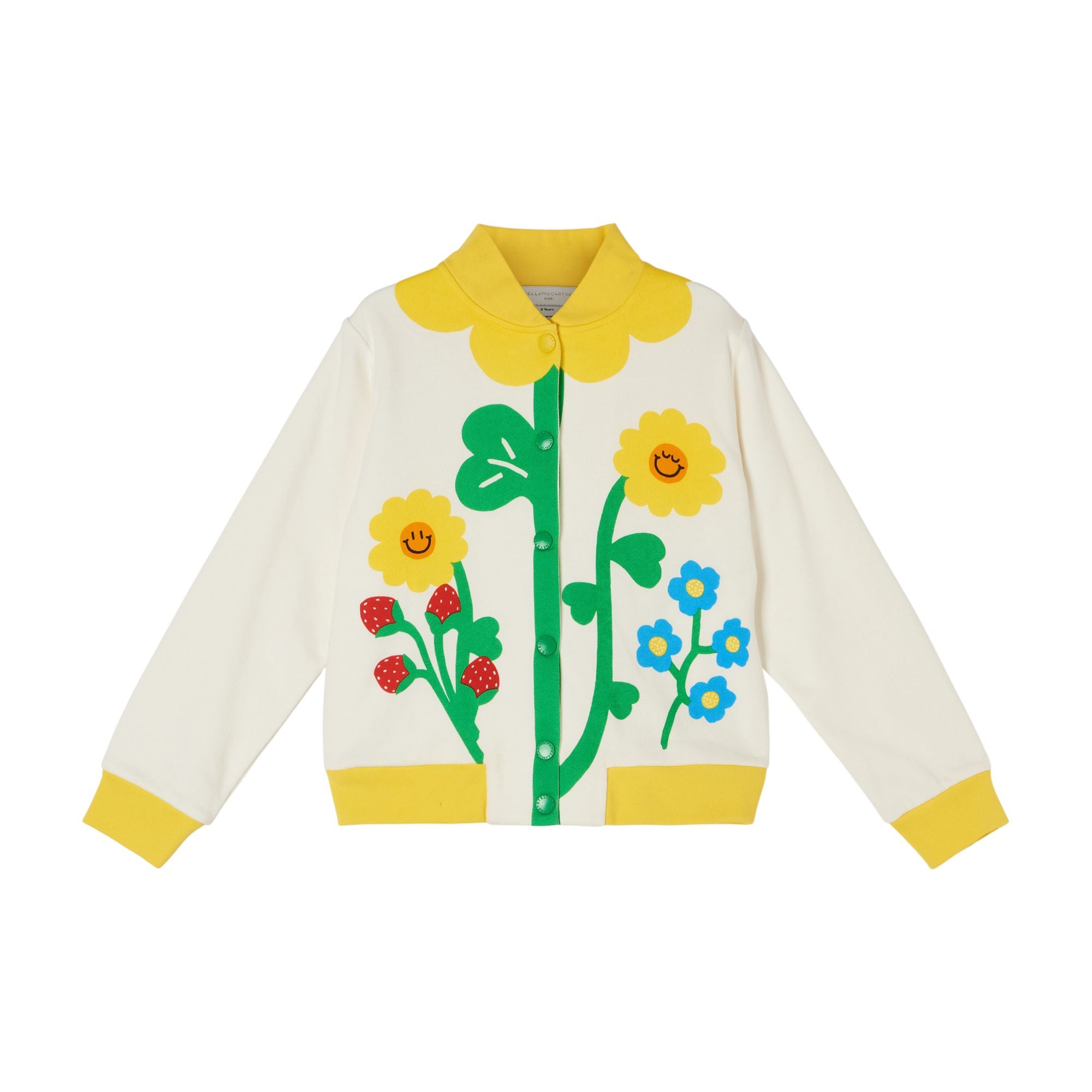 Girls White Flower Cardigan