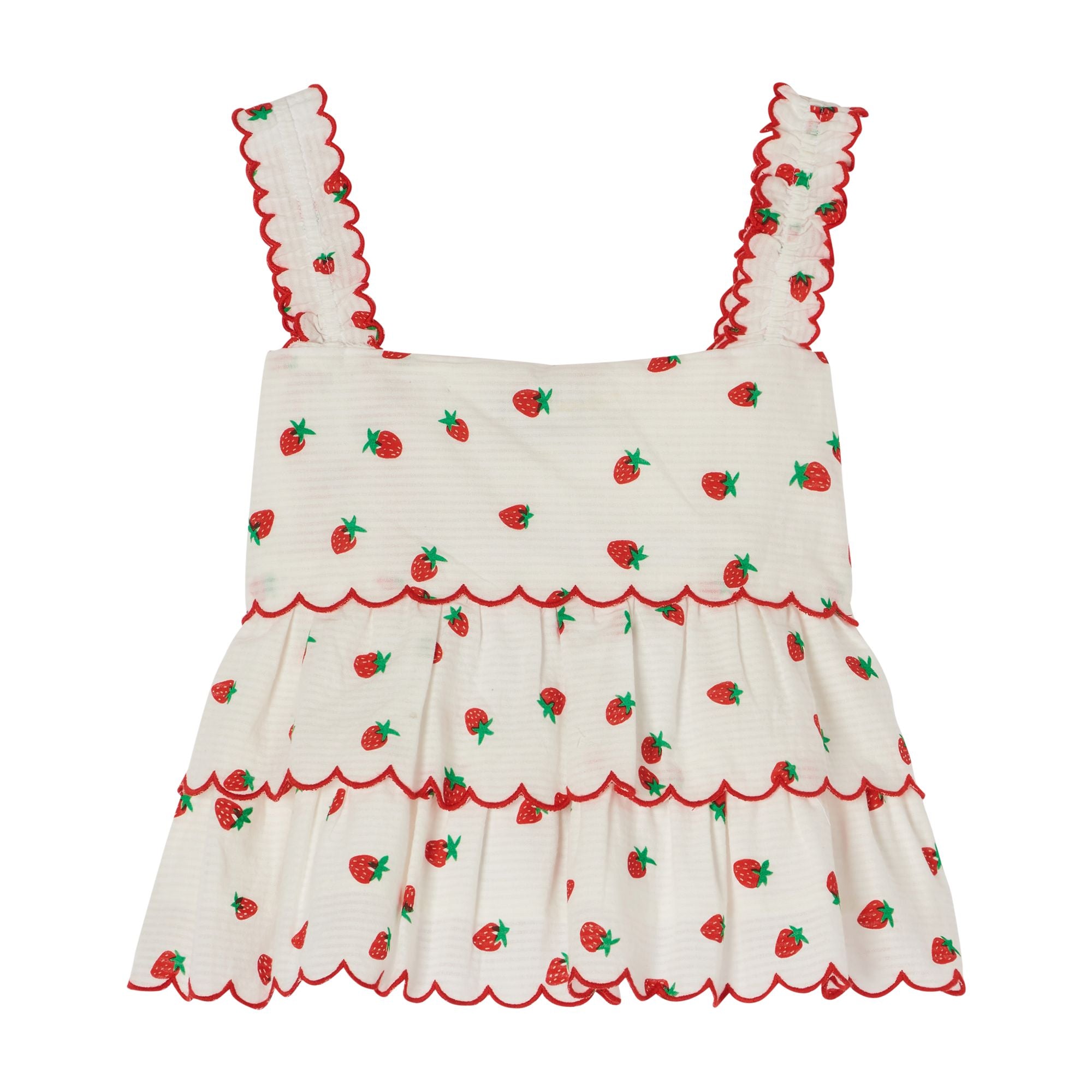 Girls White Strawberry Tops