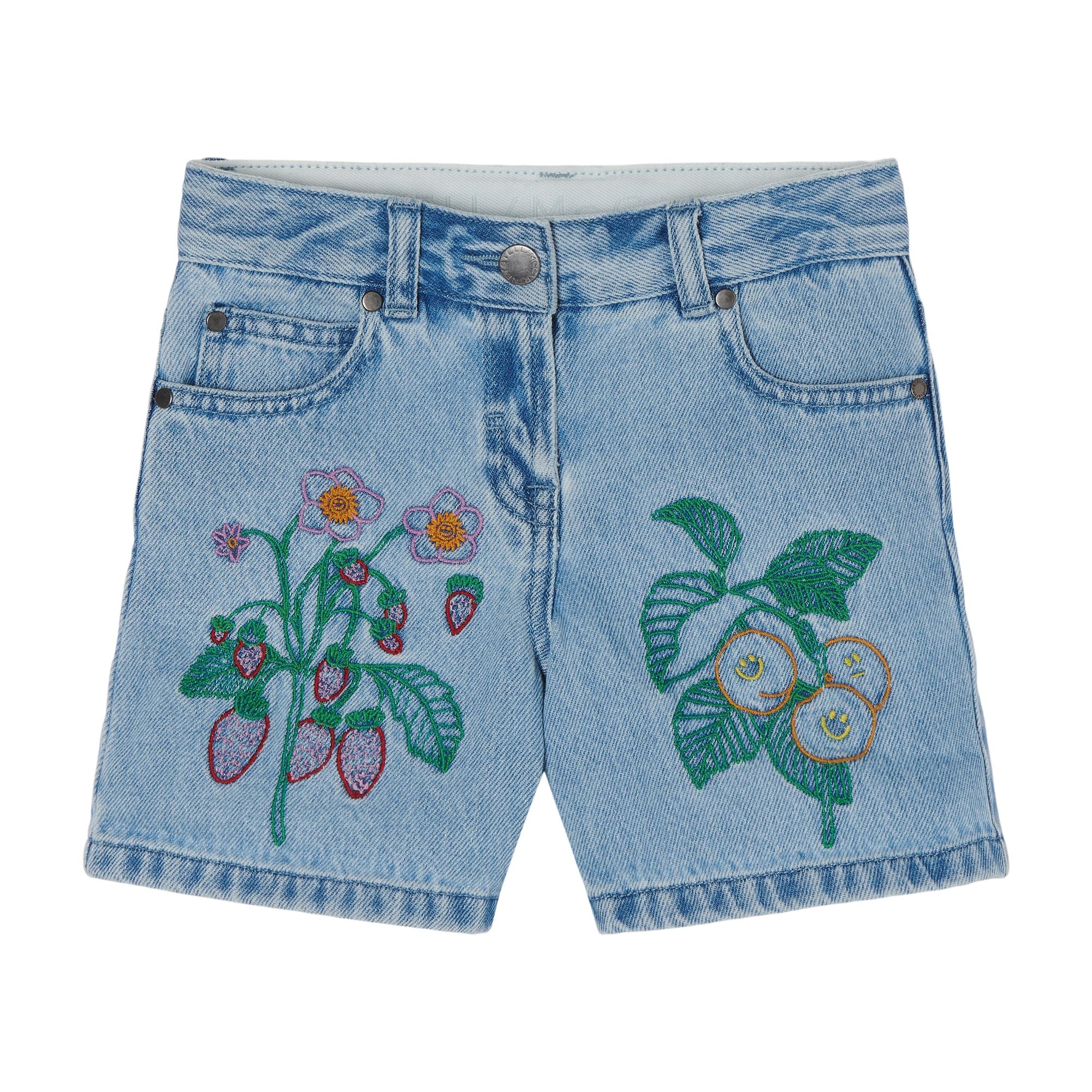 Girls Blue Flower Cotton Shorts
