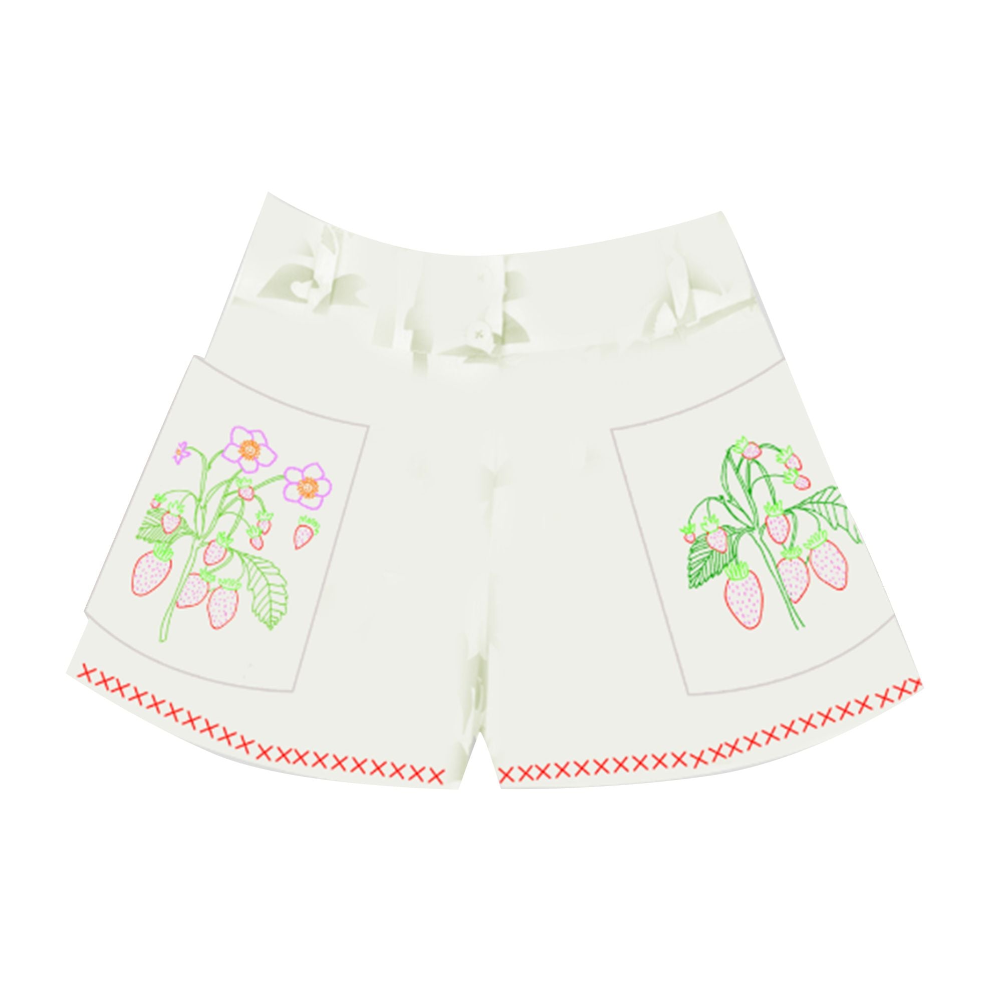 Girls White Flower Shorts