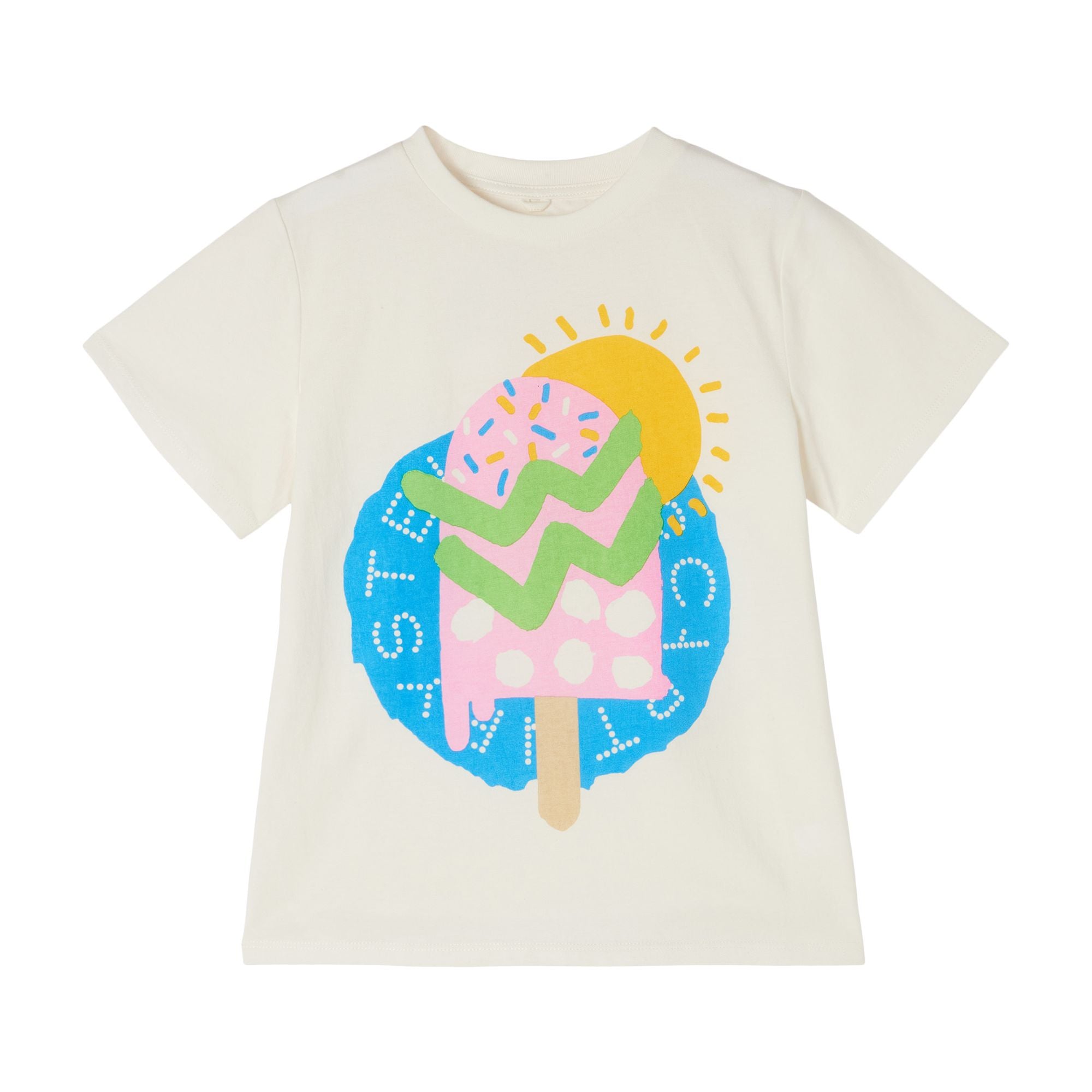 Girls White Ice Cream Cotton T-Shirt