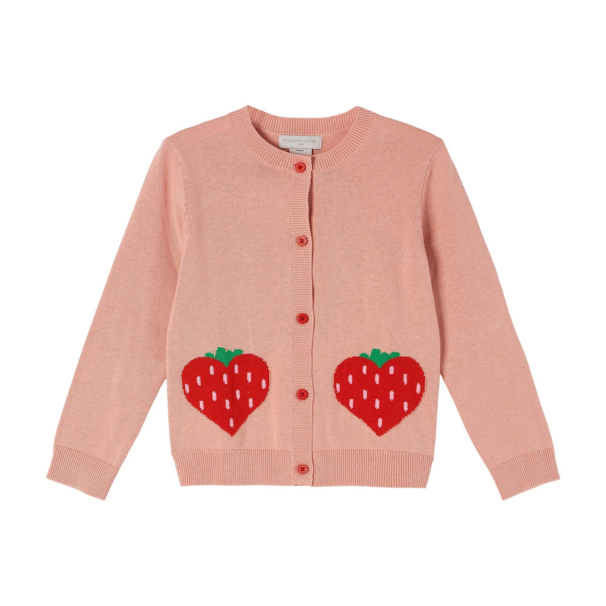 Girls Pink Strawberry Cardigan