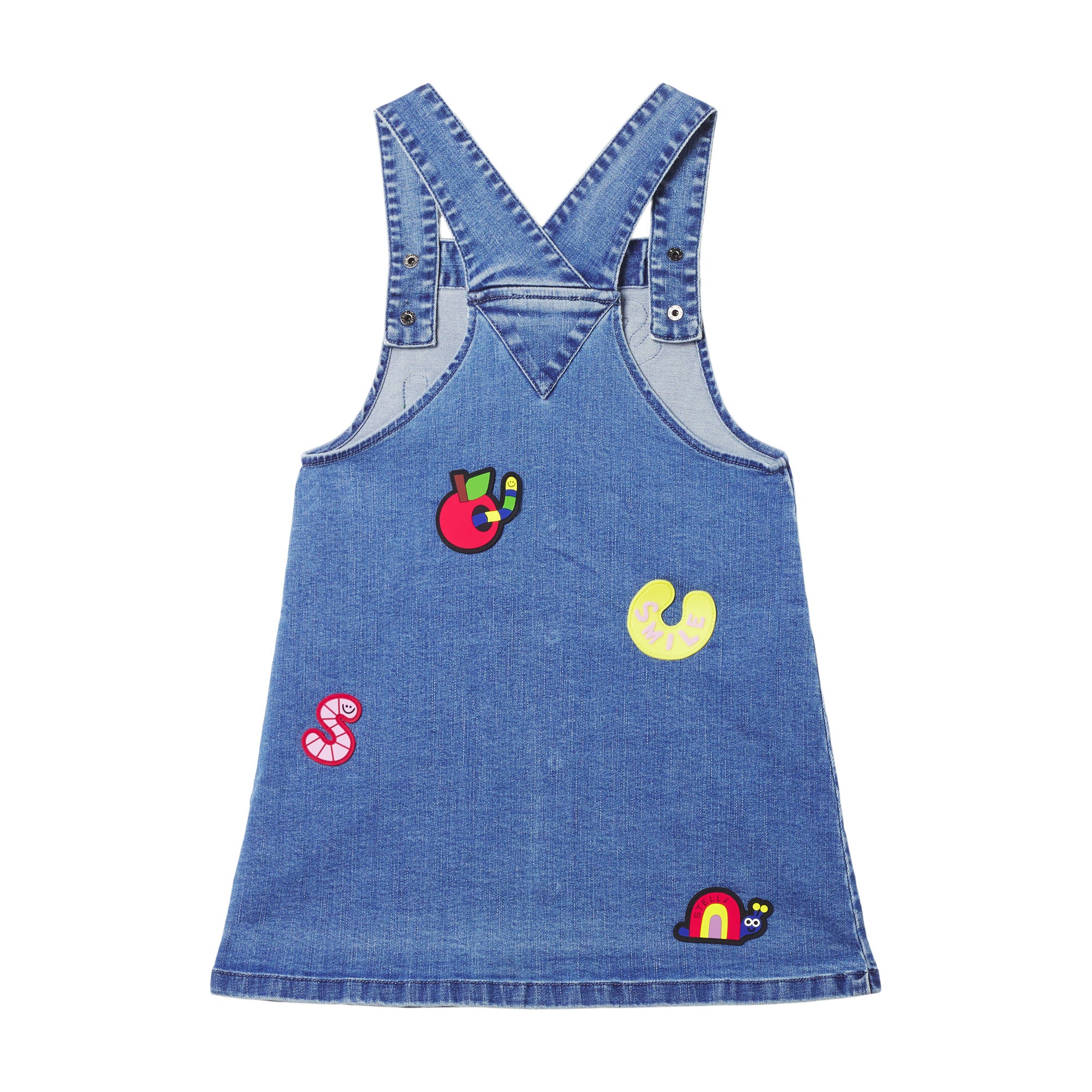 Girls Blue Denim Embroidered Dress
