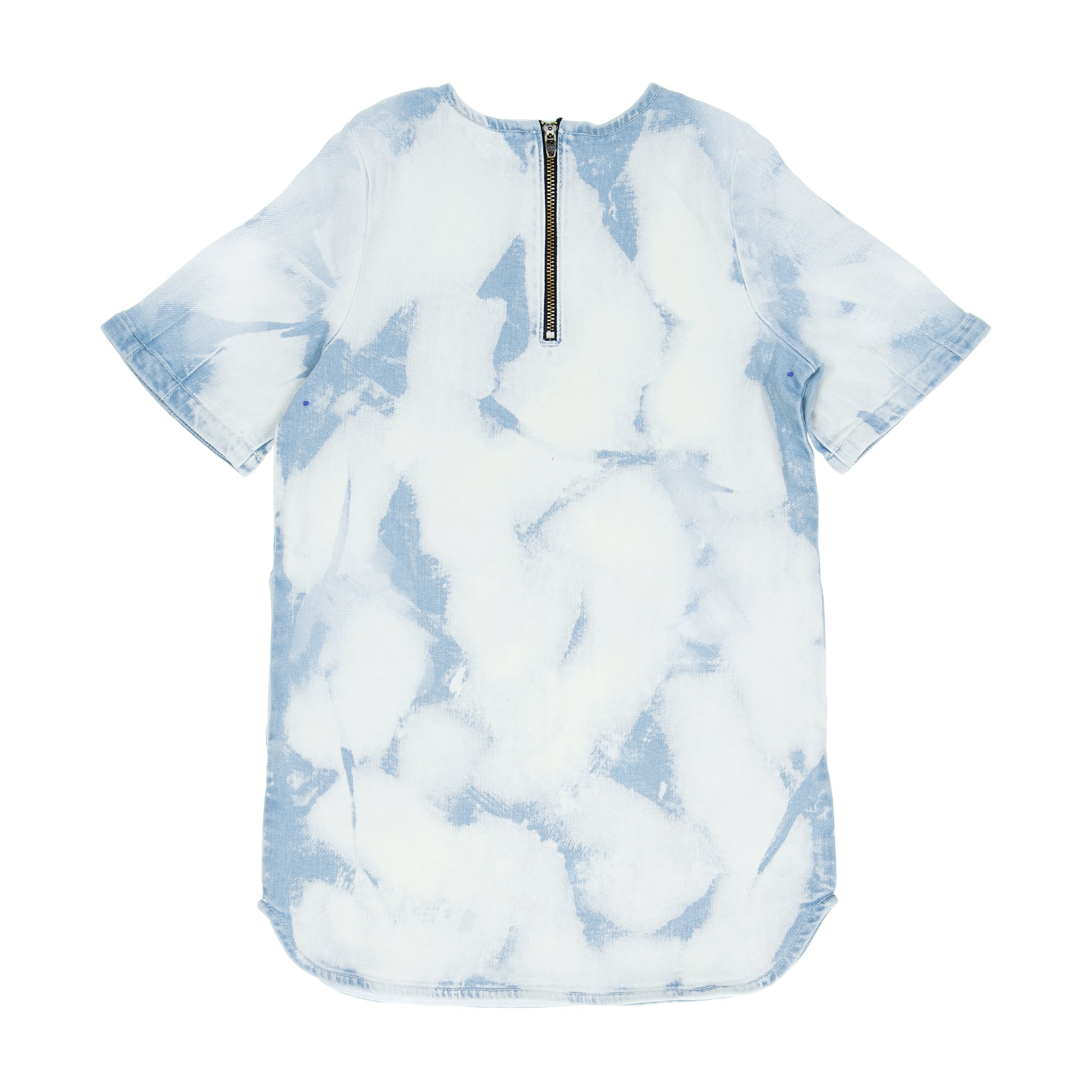 Girls Blue Printed Denim Dress