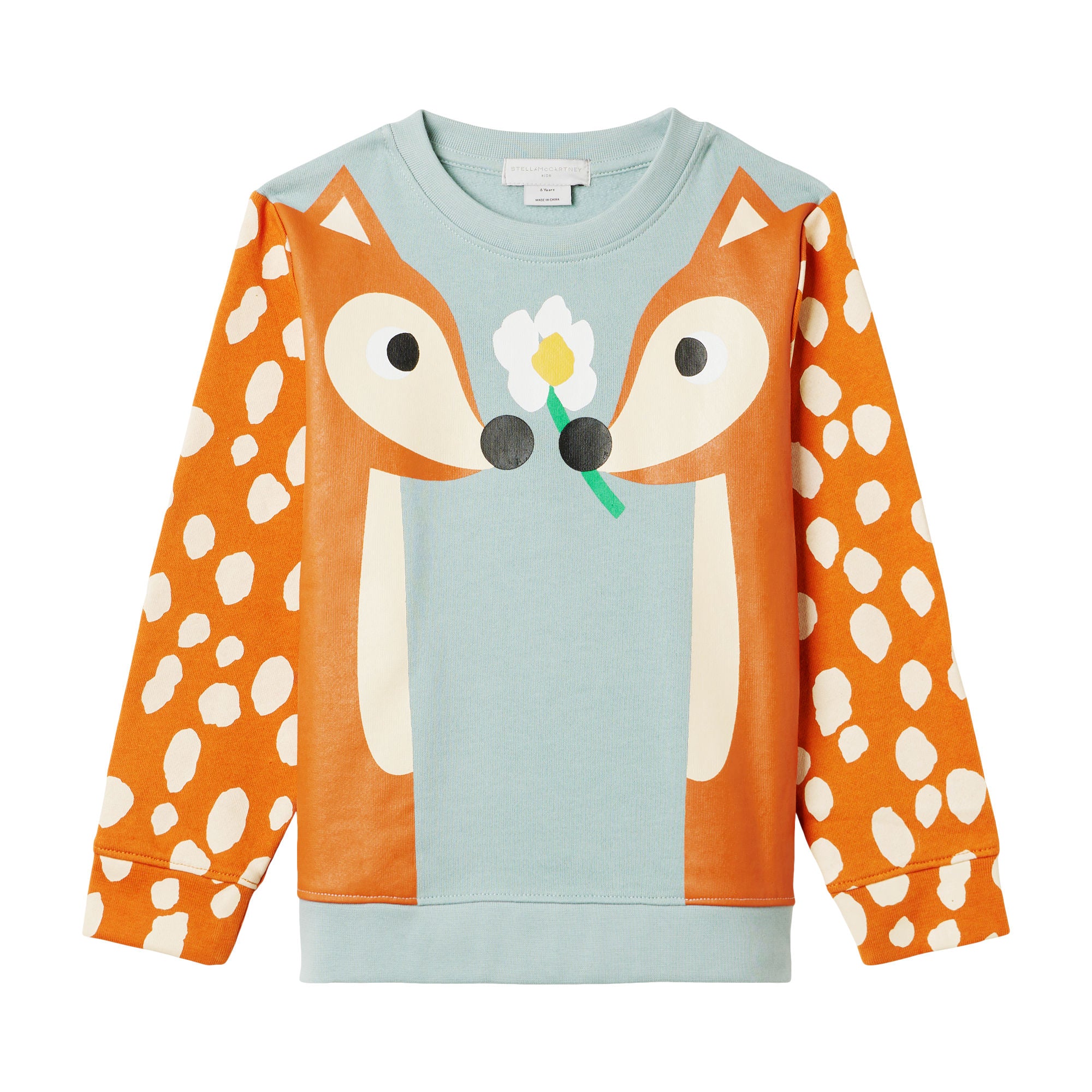 Girls Blue Deer Printed Cotton Sweatshirt
