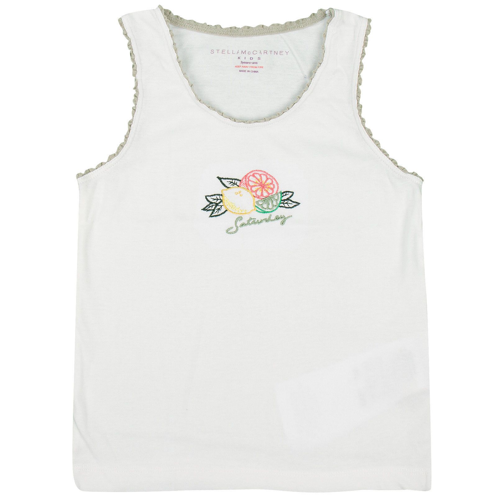 Clementina Girls 7 Pack White Organic Cotton Vests Gift Set With Fruit Print - CÉMAROSE | Children's Fashion Store - 8