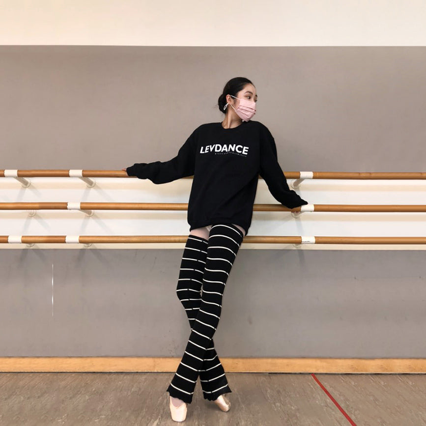 Girls Black Stripes Ballet Warm Up Socks