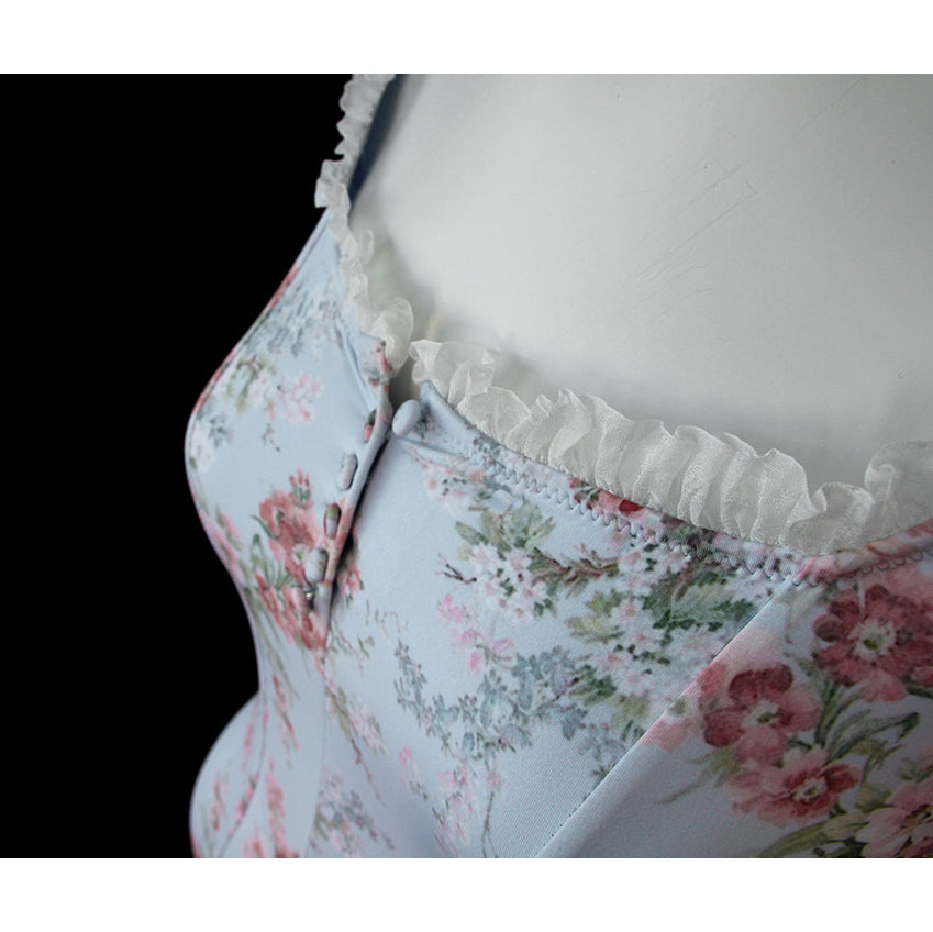 Girls Blue Floral Ballet Onesies