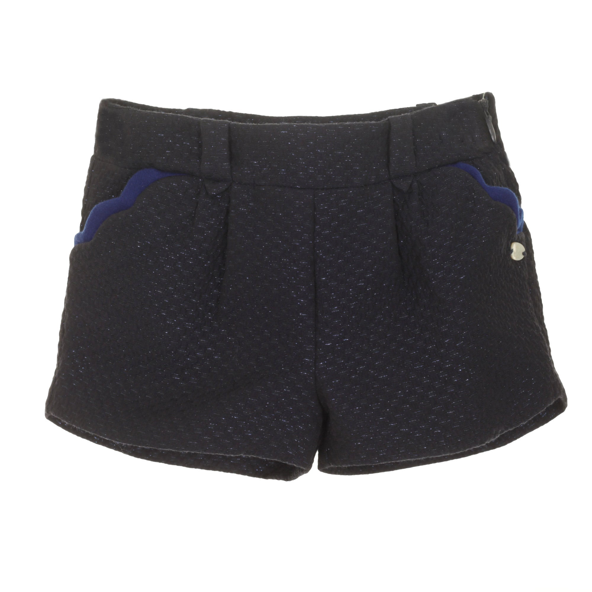 Girls Navy Blue Short With White Spot Trims - CÉMAROSE | Children's Fashion Store - 1