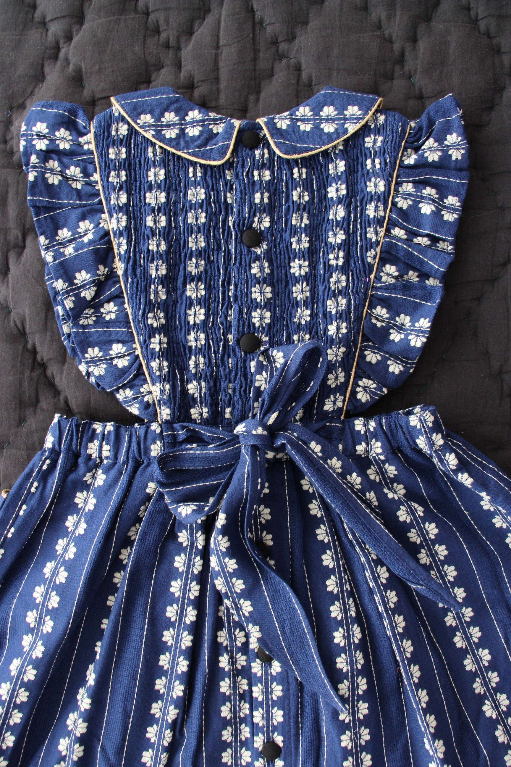 Girls Blue Printed Cotton Dress