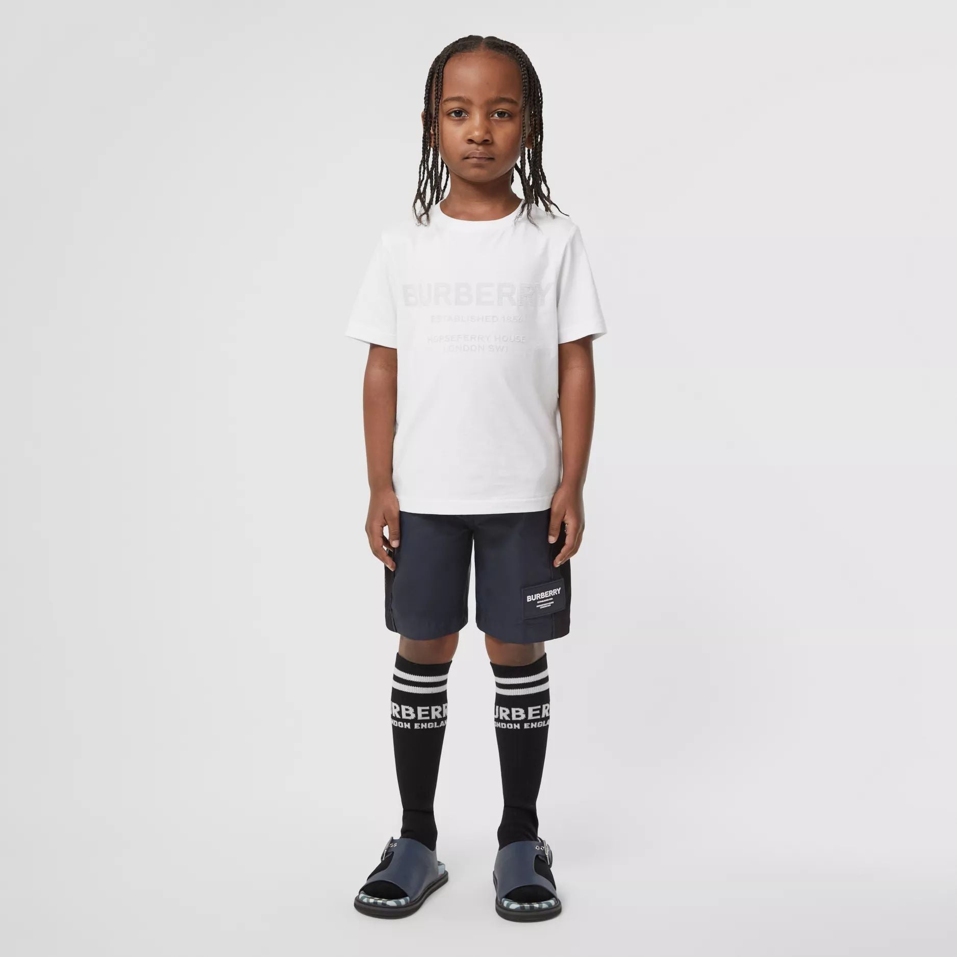 Boy & Girls White Logo Cotton T-Shirts