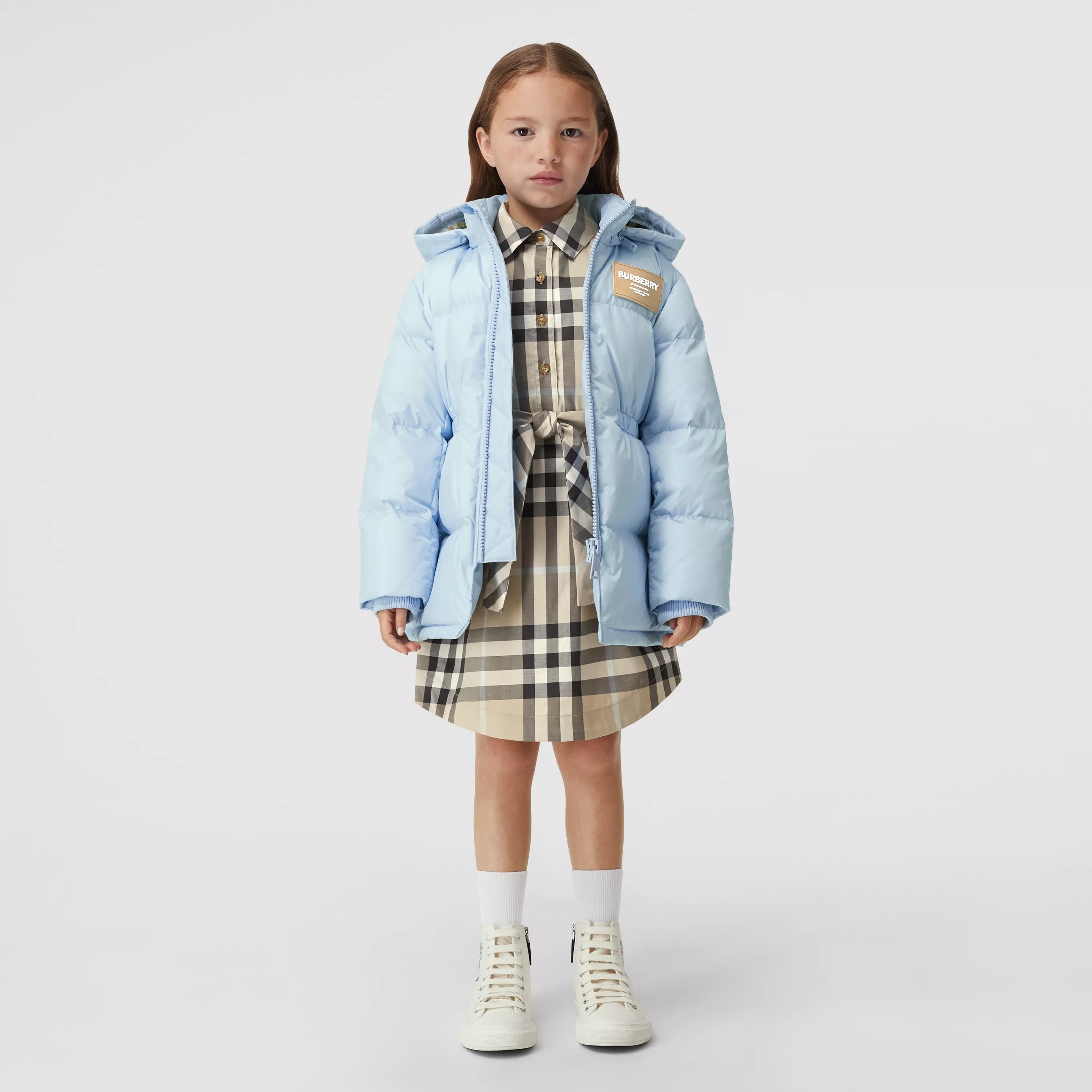 Girls Light Blue Padded Down Jacket
