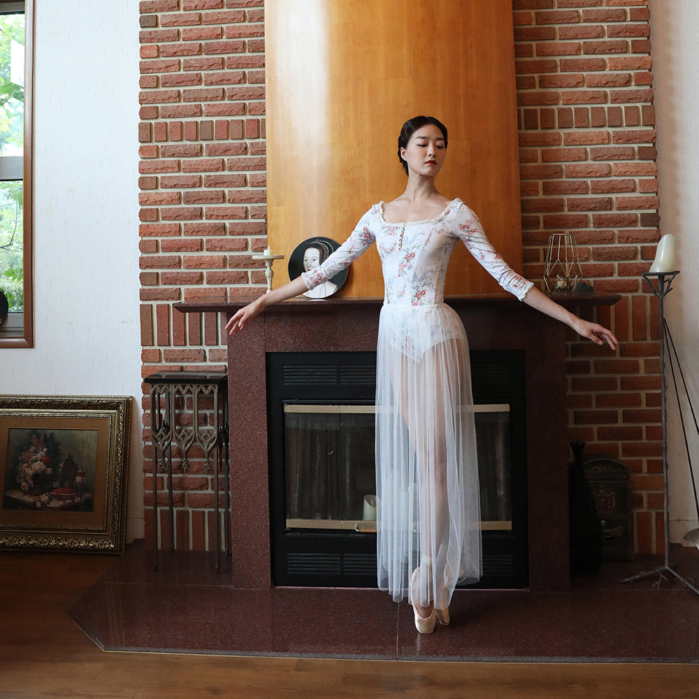 Girls White Floral Ballet Onesies