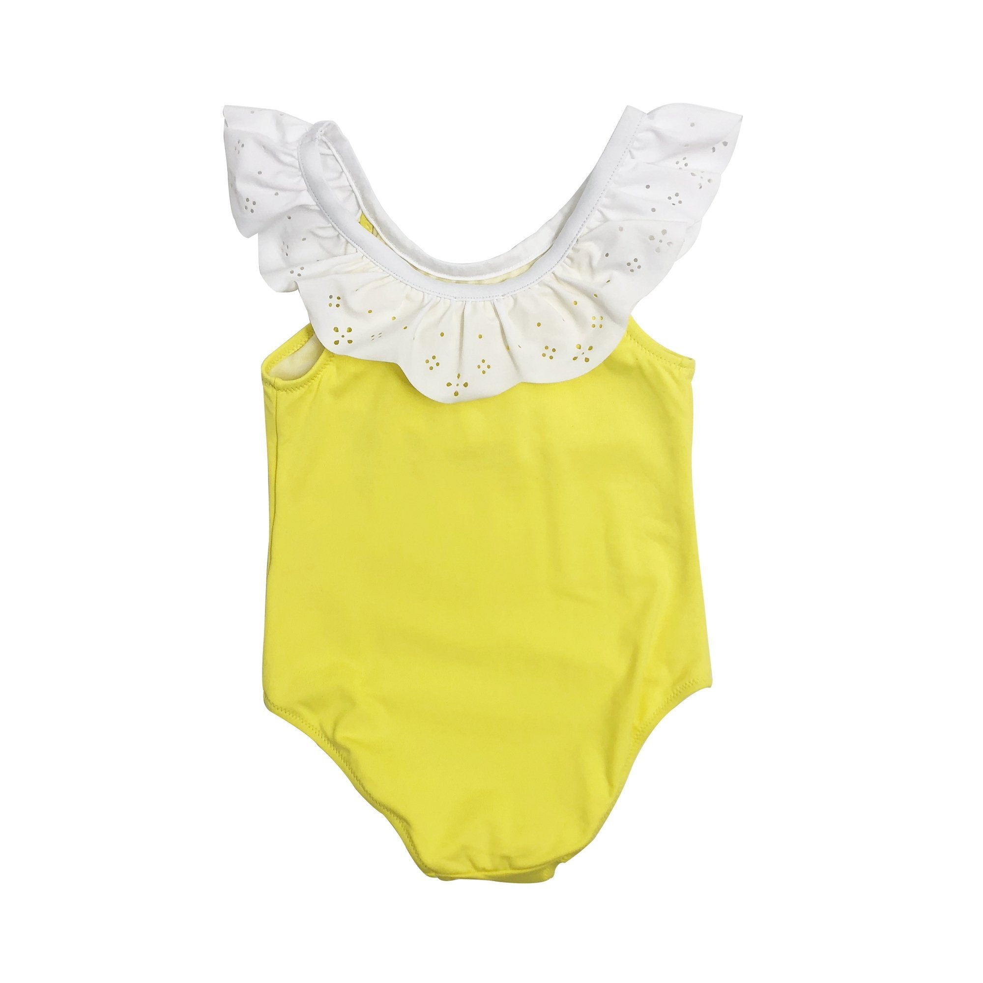 Girls Yellow & White Swimwear